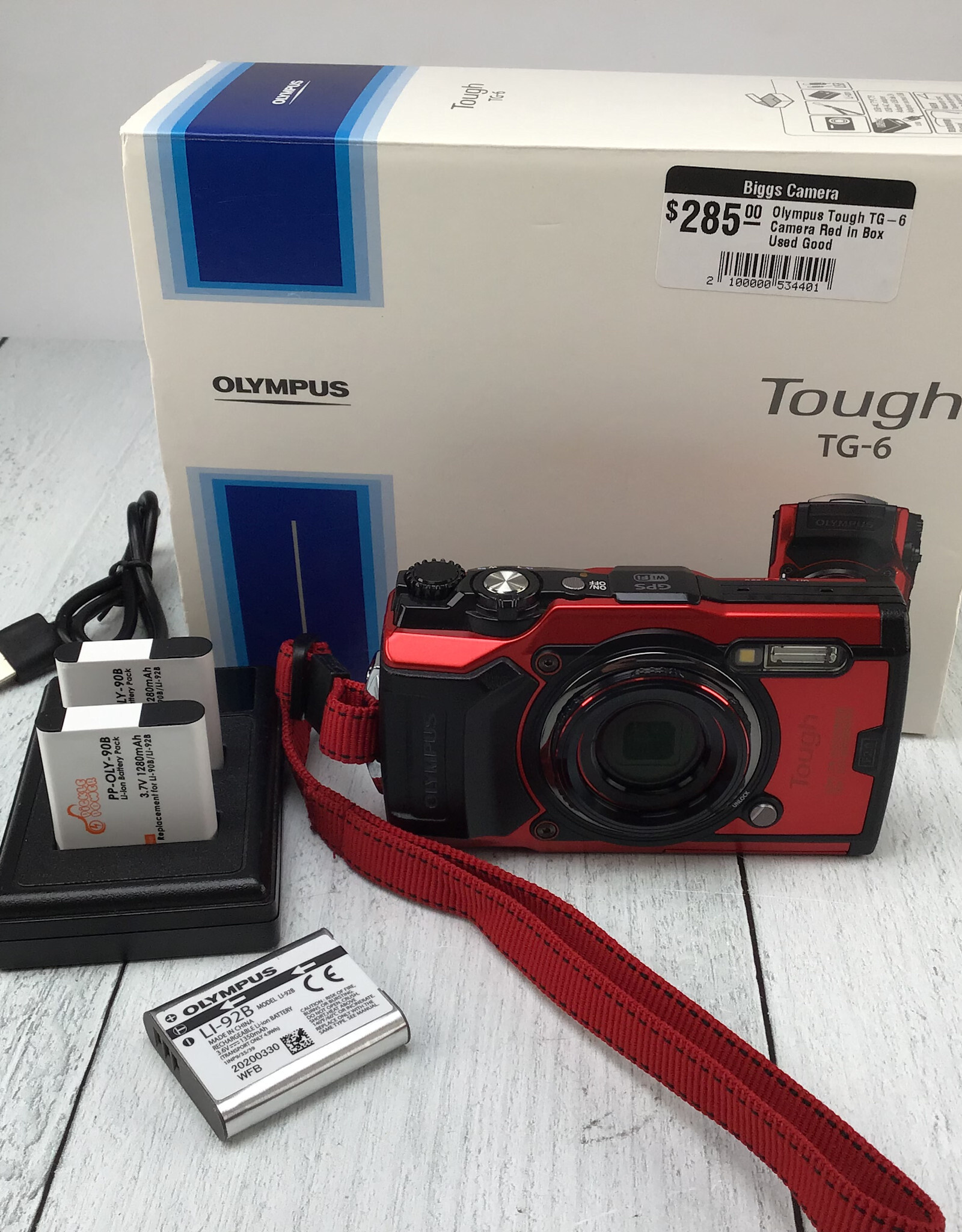 OLYMPUS Olympus Tough TG-6 Camera Red in Box Used Good