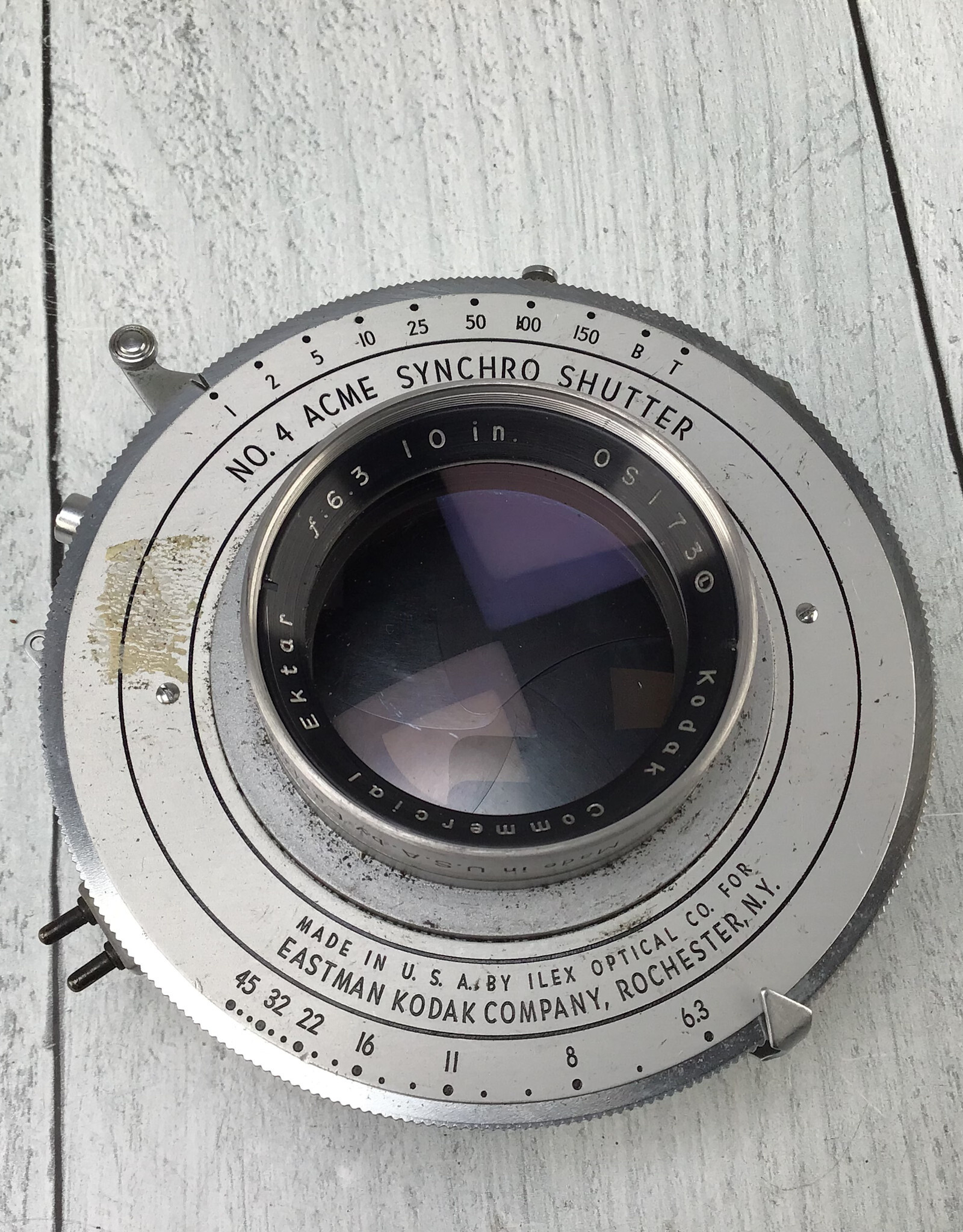 Kodak Commercial Ektar 10 Inch f6.3 Lens w/ Mounting Flange Used Fair