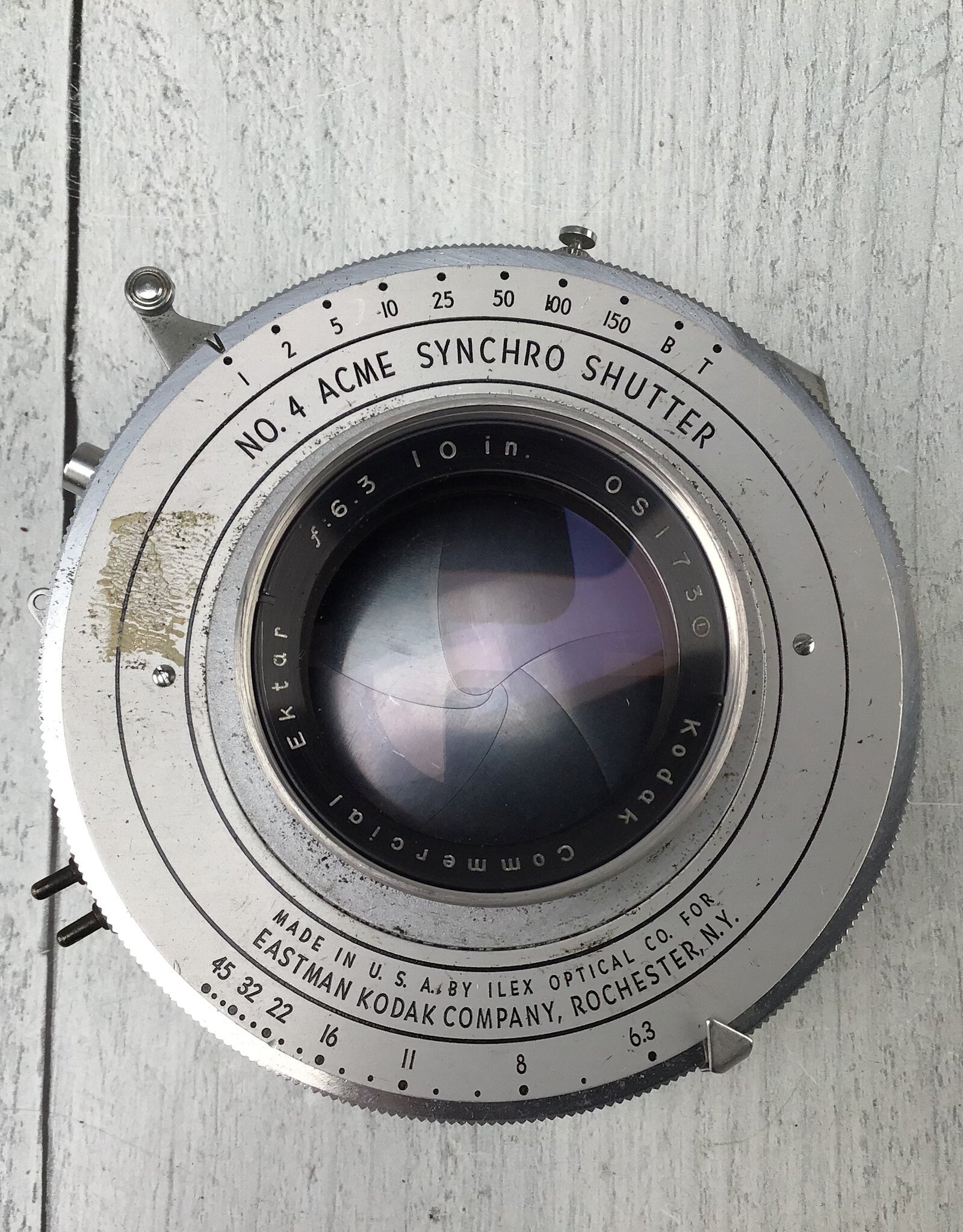 Kodak Commercial Ektar 10 Inch f6.3 Lens w/ Mounting Flange Used Fair