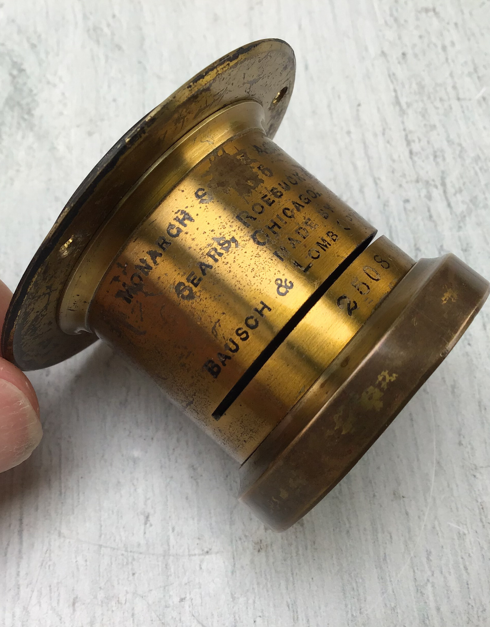 BauschLomb Sears 6" Brass Lens by Bausch & Lomb w/ Stops Used Fair