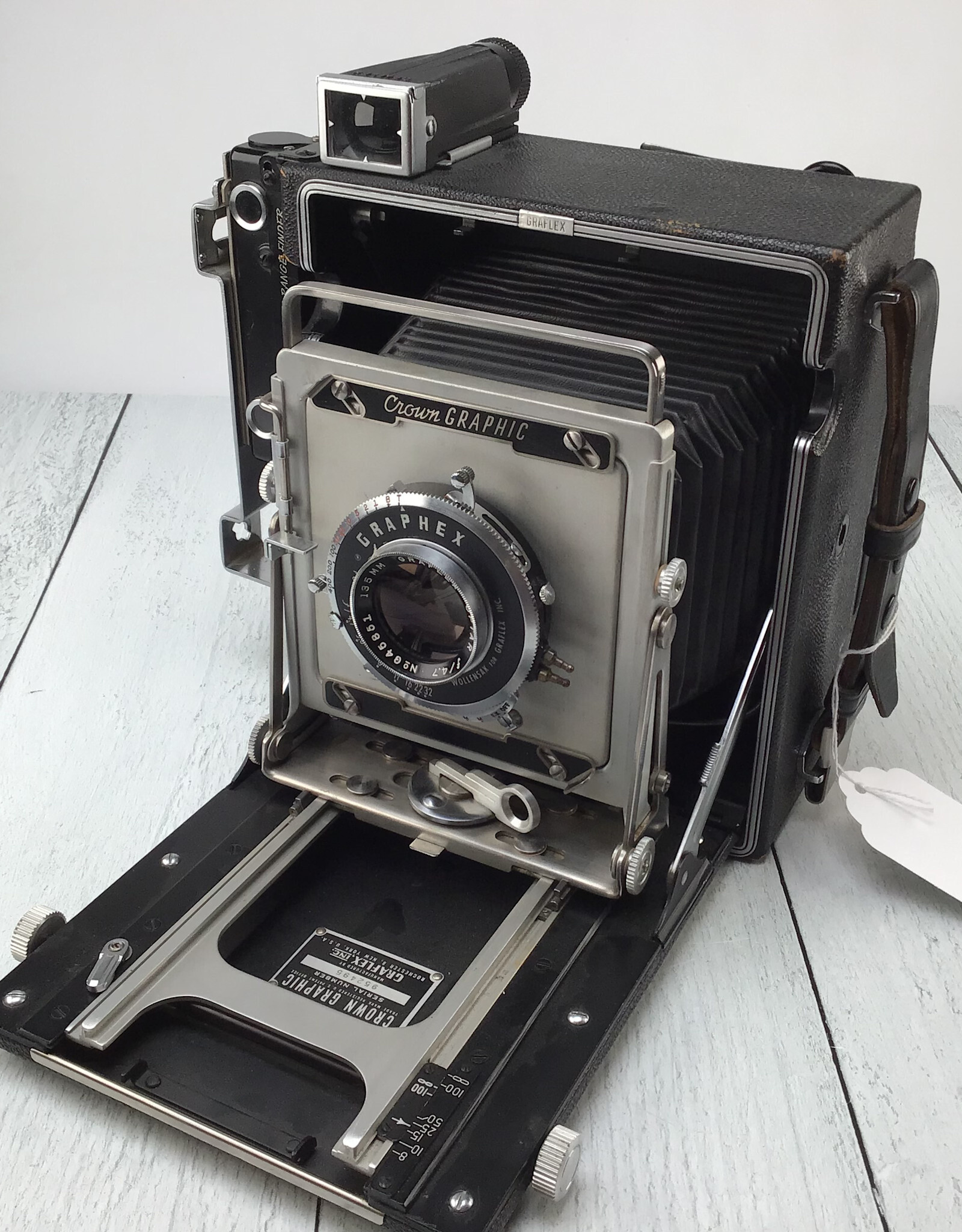 graflex Crown Graphic 4x5 Camera w/ Optar 135mm f4.7 Used Good