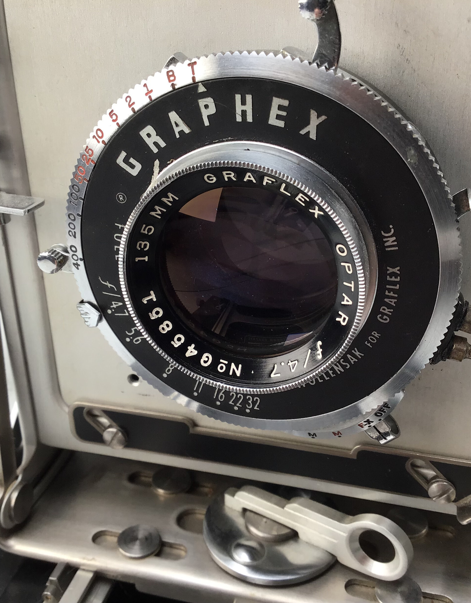 graflex Crown Graphic 4x5 Camera w/ Optar 135mm f4.7 Used Good