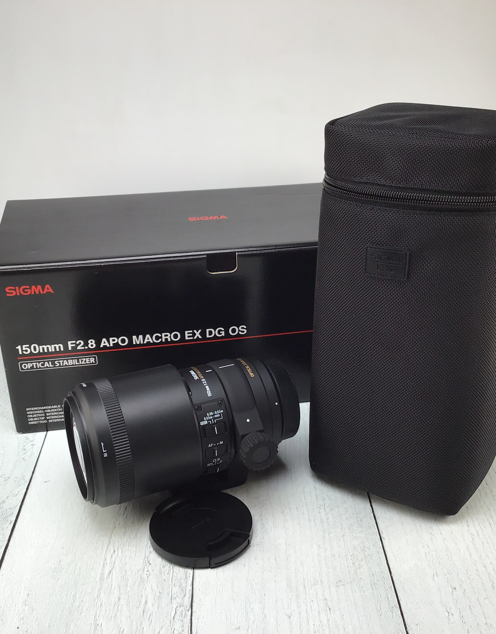 CANON Sigma 150mm f2.8 APO Macro EX DG OS Lens for Canon EF in Box Used EX