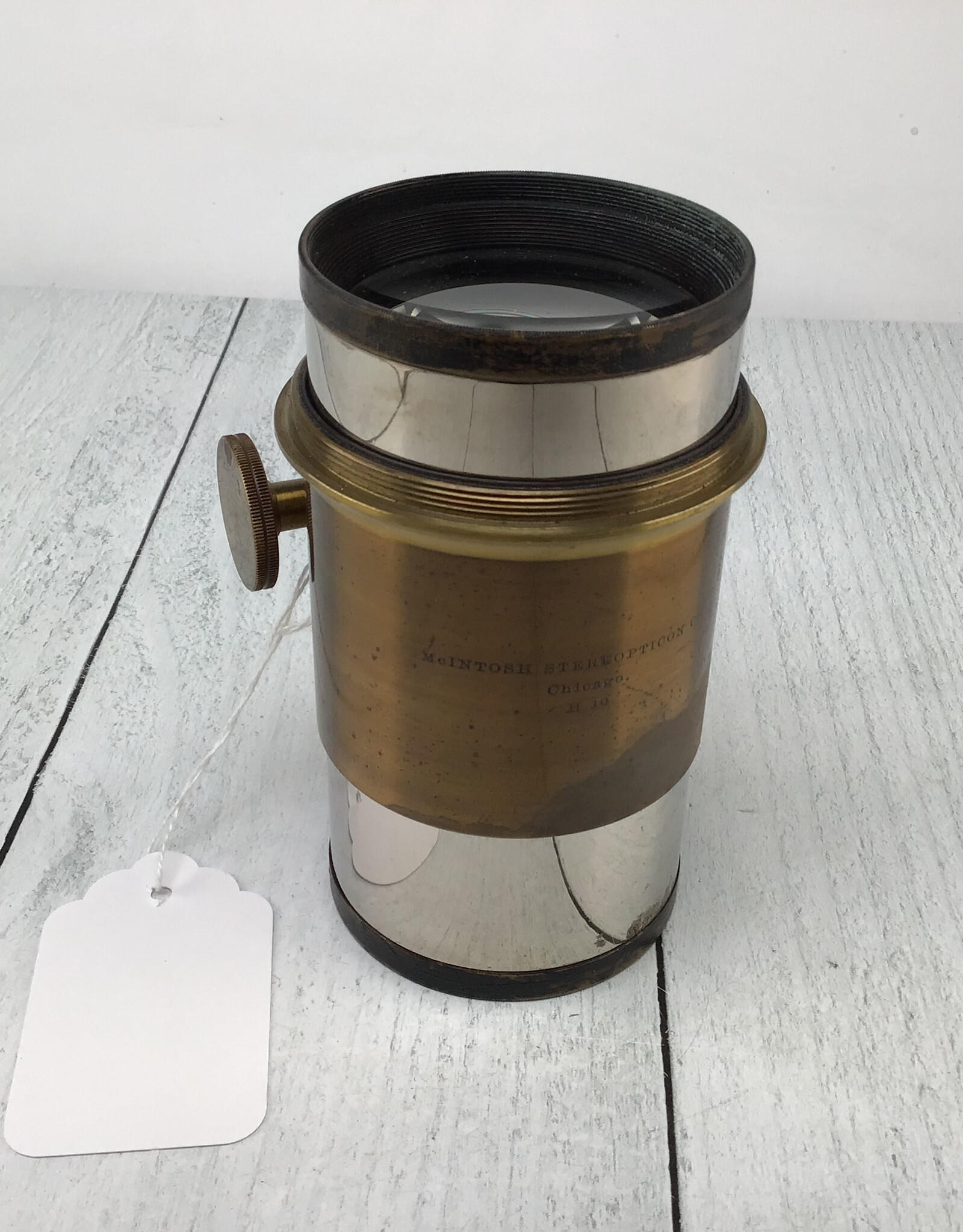Barwell McAlister McIntosh Stereopticon h10 Brass Magic Lantern Lens Used Fair