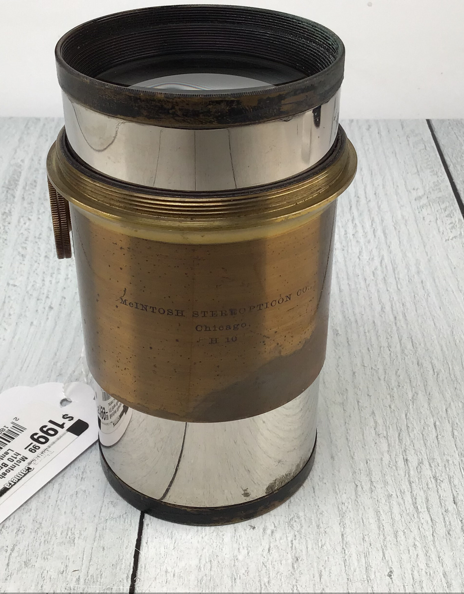 Barwell McAlister McIntosh Stereopticon h10 Brass Magic Lantern Lens Used Fair