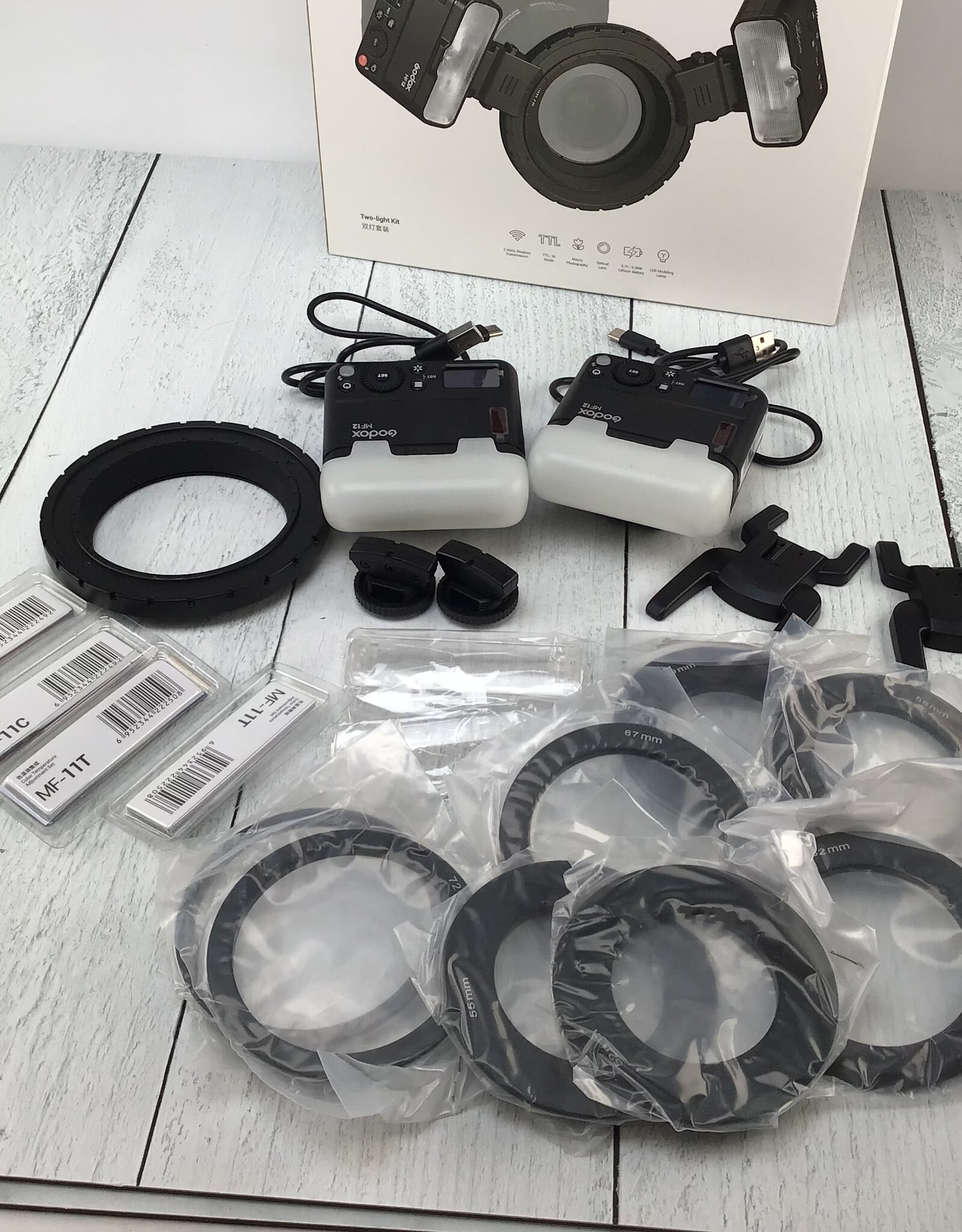 GODOX Godox MF12 Macro Flash 2 Light Kit in Box Used EX