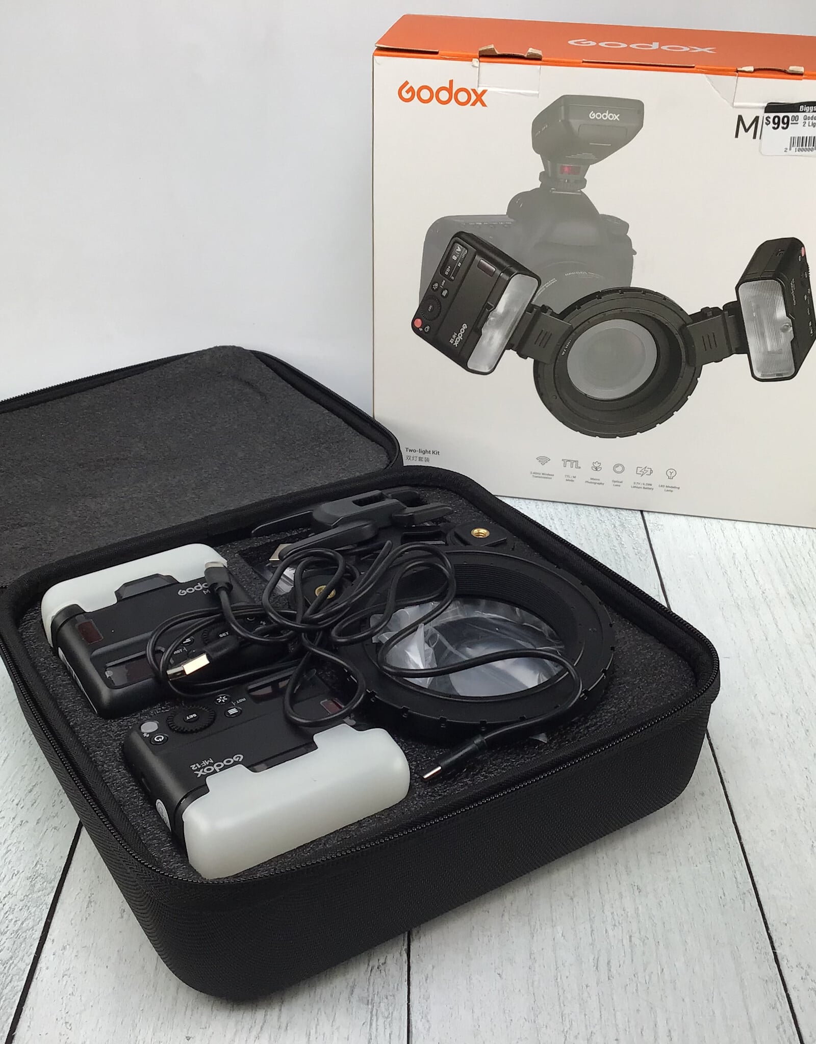 GODOX Godox MF12 Macro Flash 2 Light Kit in Box Used EX