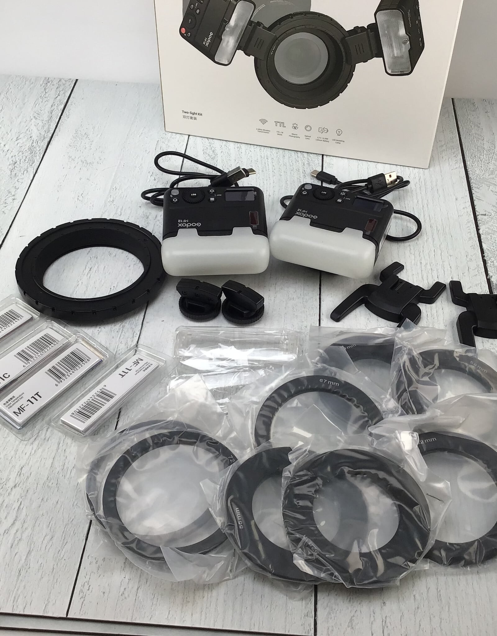GODOX Godox MF12 Macro Flash 2 Light Kit in Box Used EX