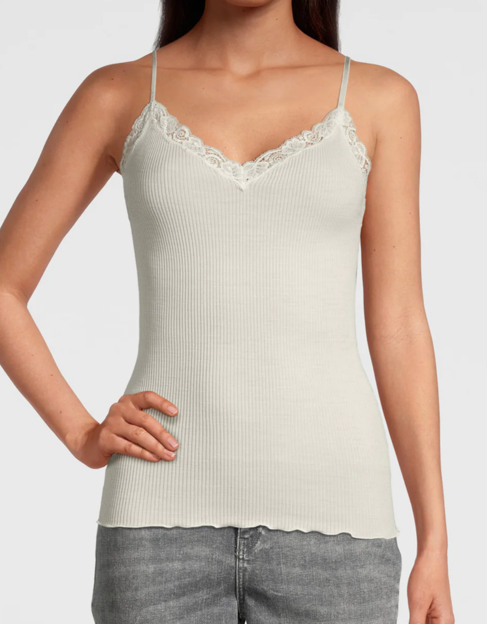 Oscalito Wool & Silk Rib Cami with Lace 3410 - Brabary