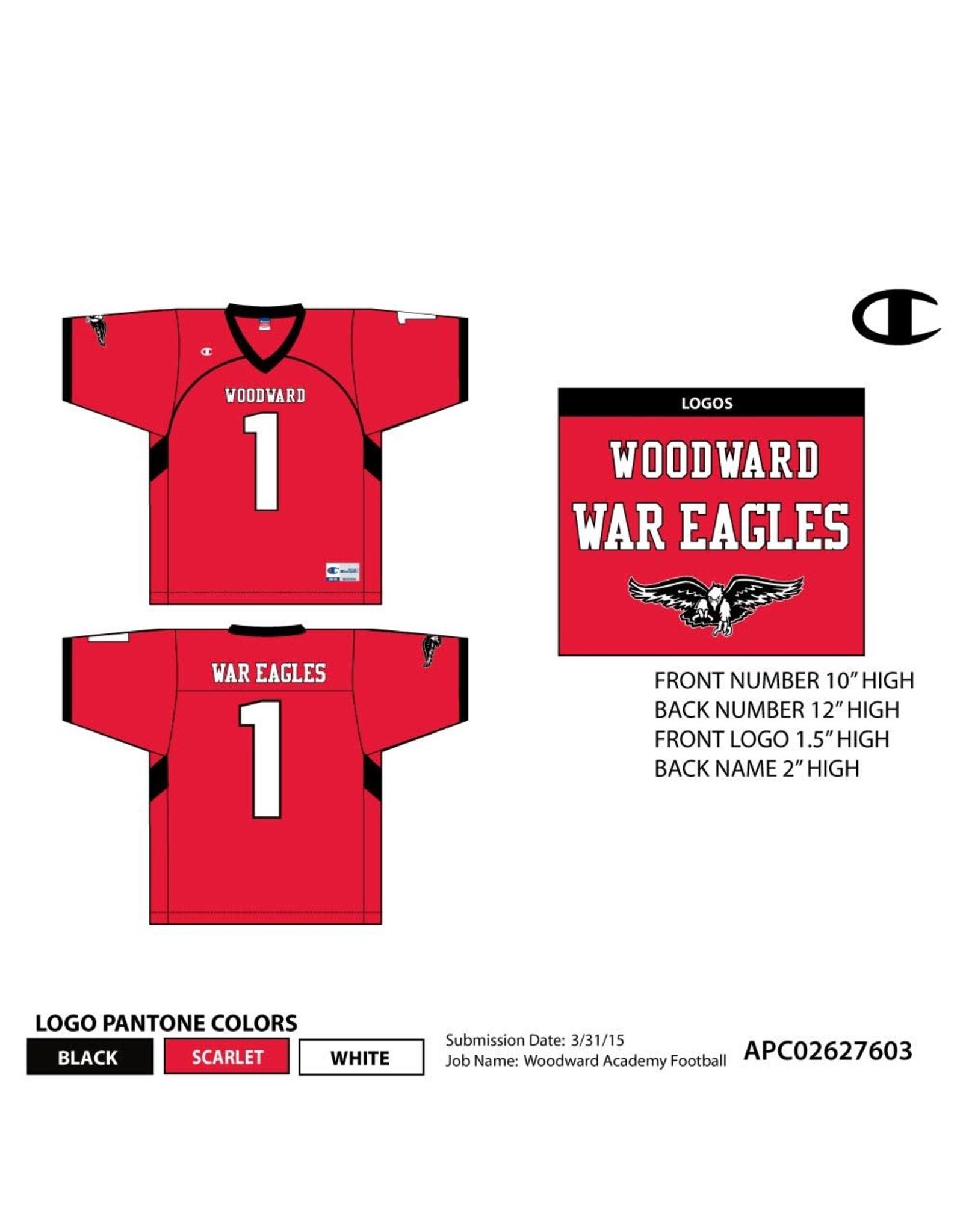 Woodward Replica Football Jersey - Woodward Academy