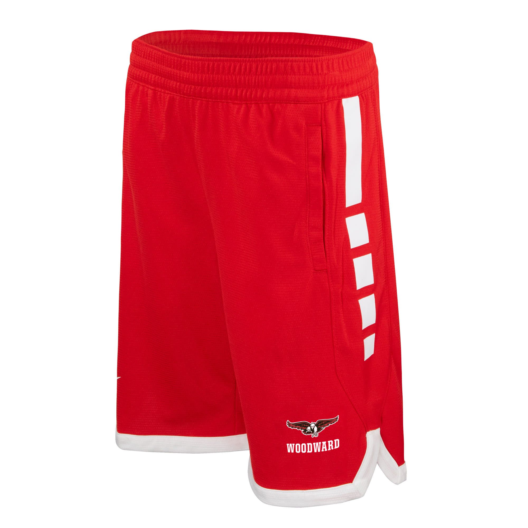 Youth Elite Stripe Shorts in Red Woodward Academy
