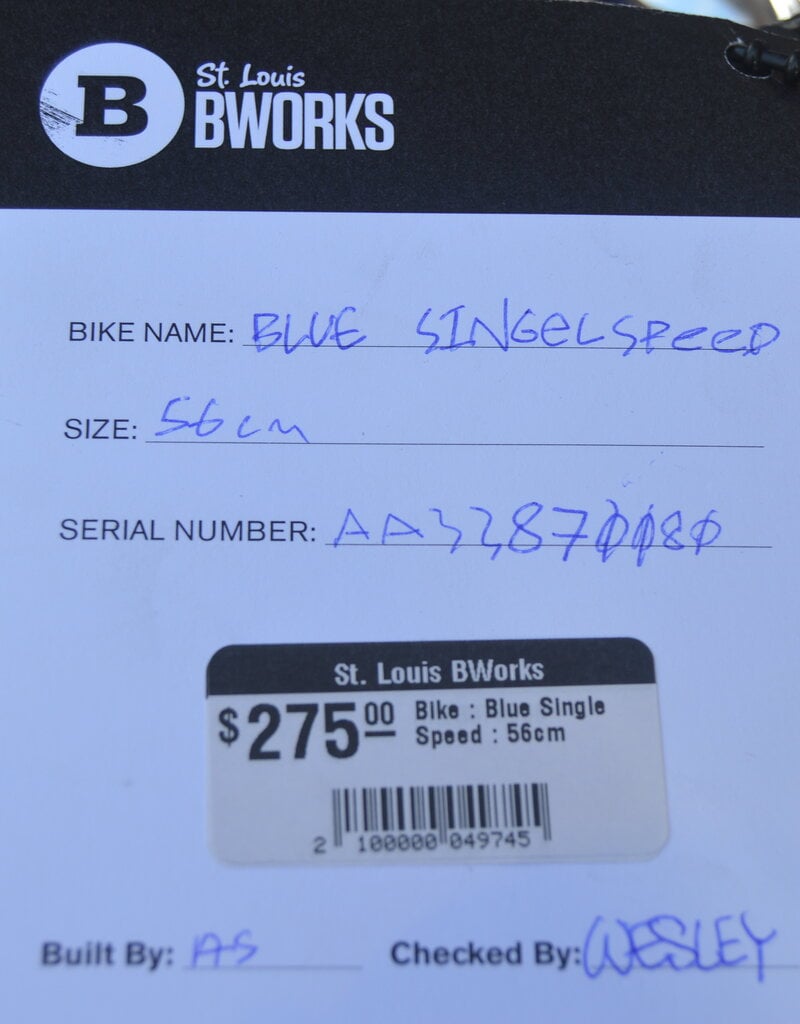 Bike : Blue Single Speed : 56cm