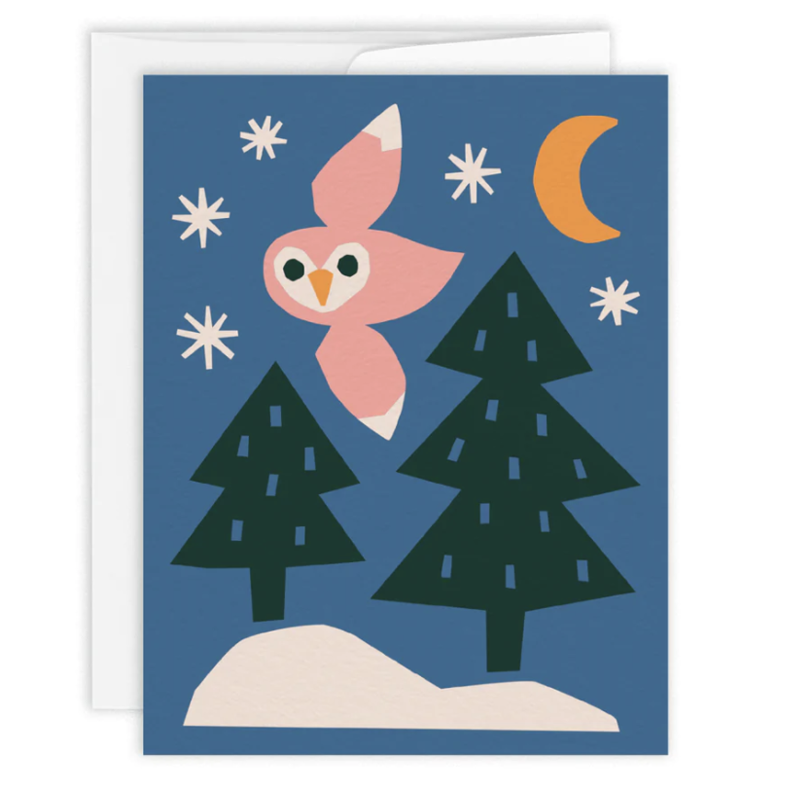 Paperole Owl Teal Winter Card