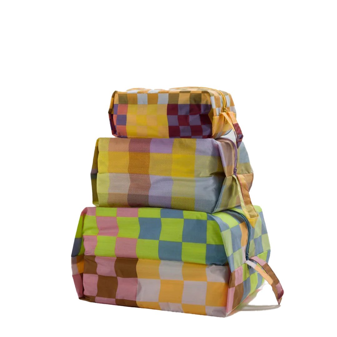 Baggu 3D Zip Set, Checks on Checks - Swipe Design