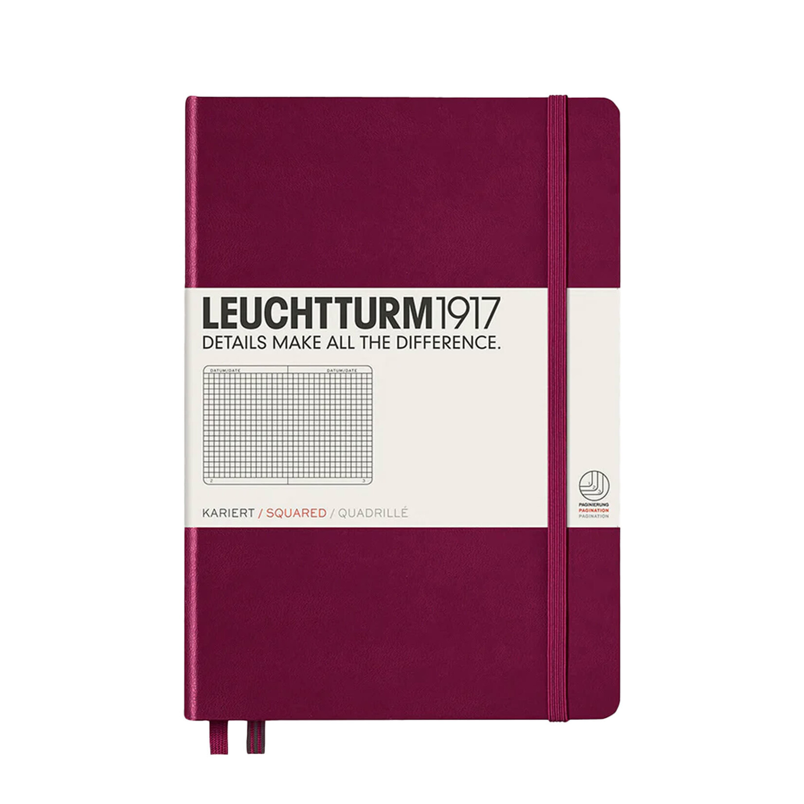 Leuchtturm Leuchtturm1917 Notebook, Medium (A5), Hardcover - Port Red, Squared