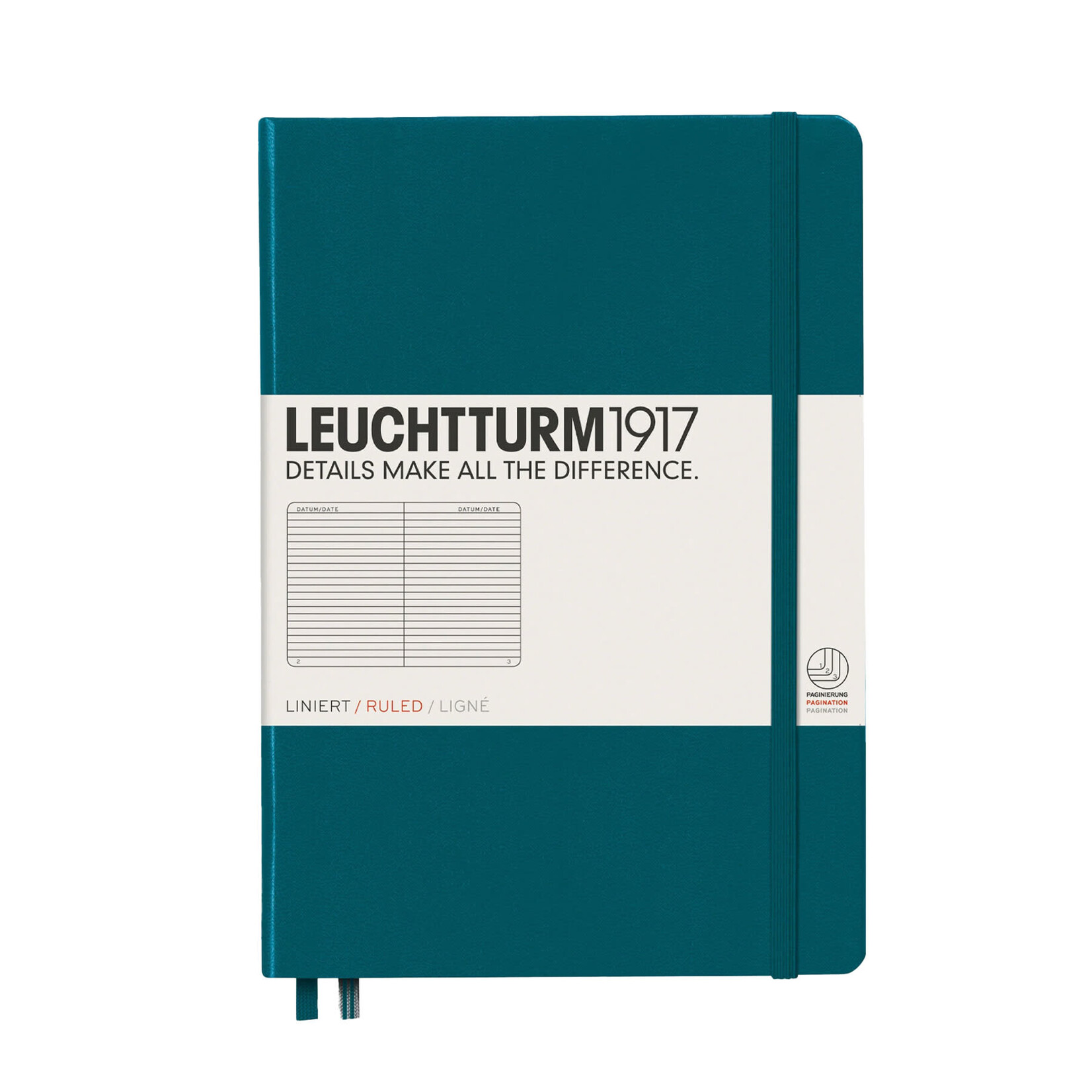 Leuchtturm Leuchtturm A5 Hardcover Notebook, Pacific Green, Ruled