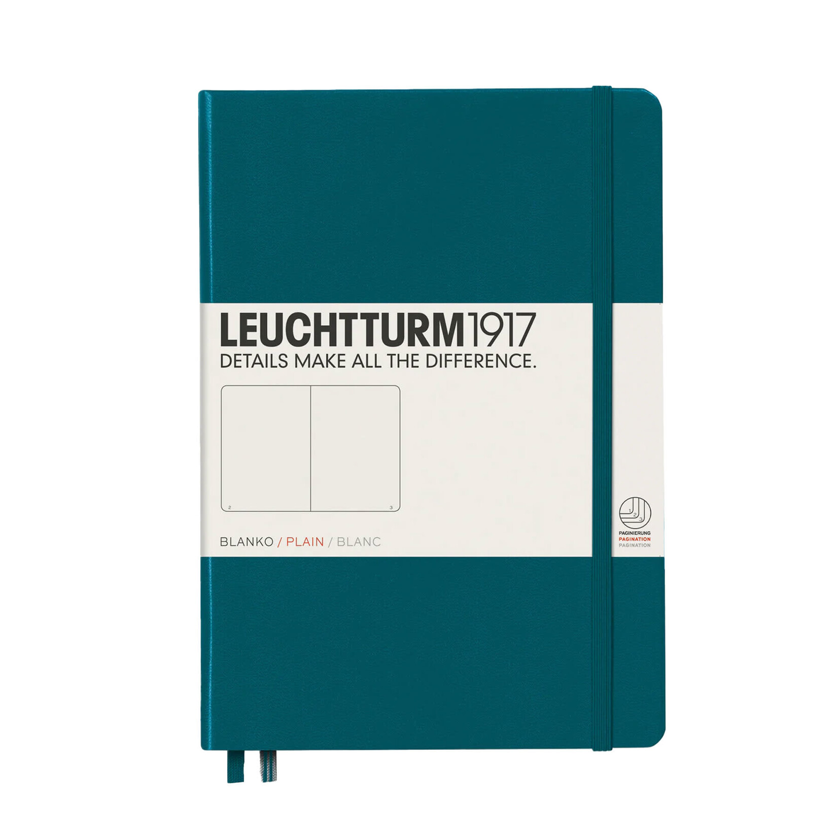 Leuchtturm Leuchtturm1917 Notebook, Medium (A5), Hardcover - Pacific Green, Plain
