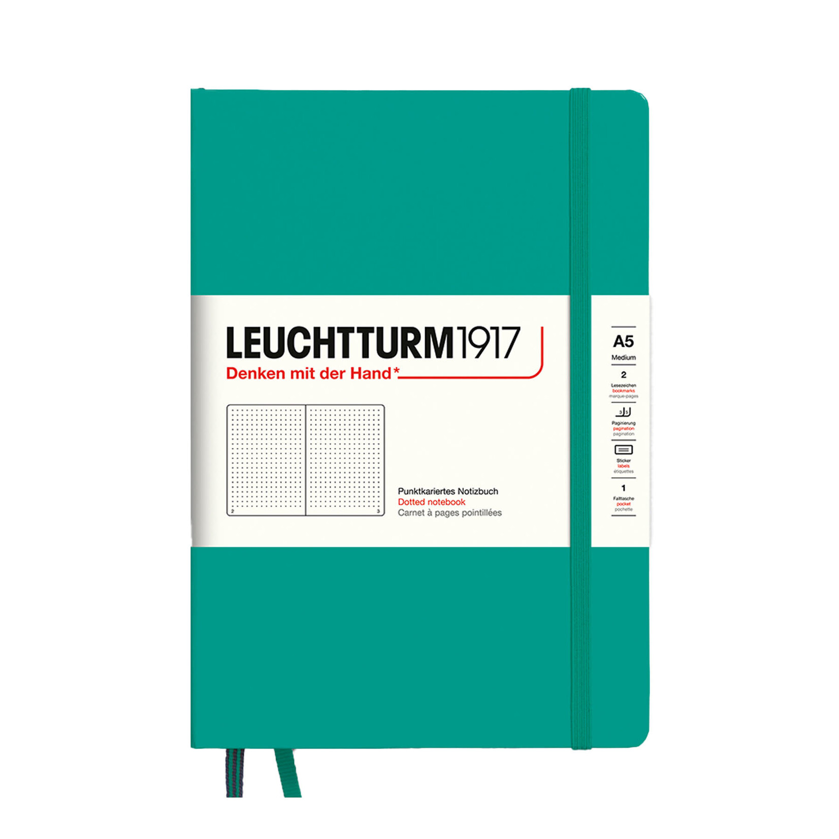 Leuchtturm Leuchtturm1917 Notebook, Medium (A5), Hardcover - Emerald, Dotted