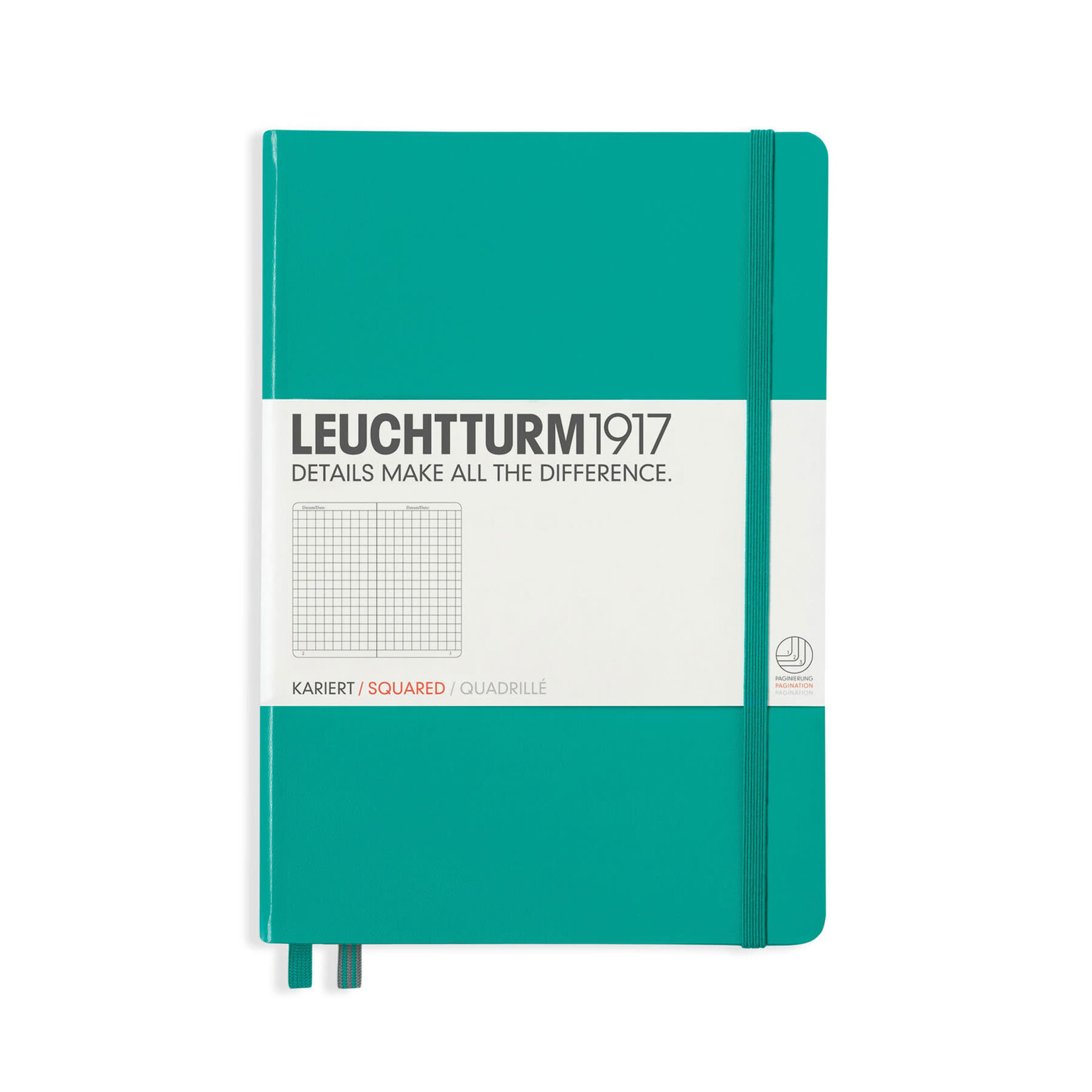 Leuchtturm Leuchtturm1917 Notebook, Medium (A5), Hardcover - Emerald, Squared