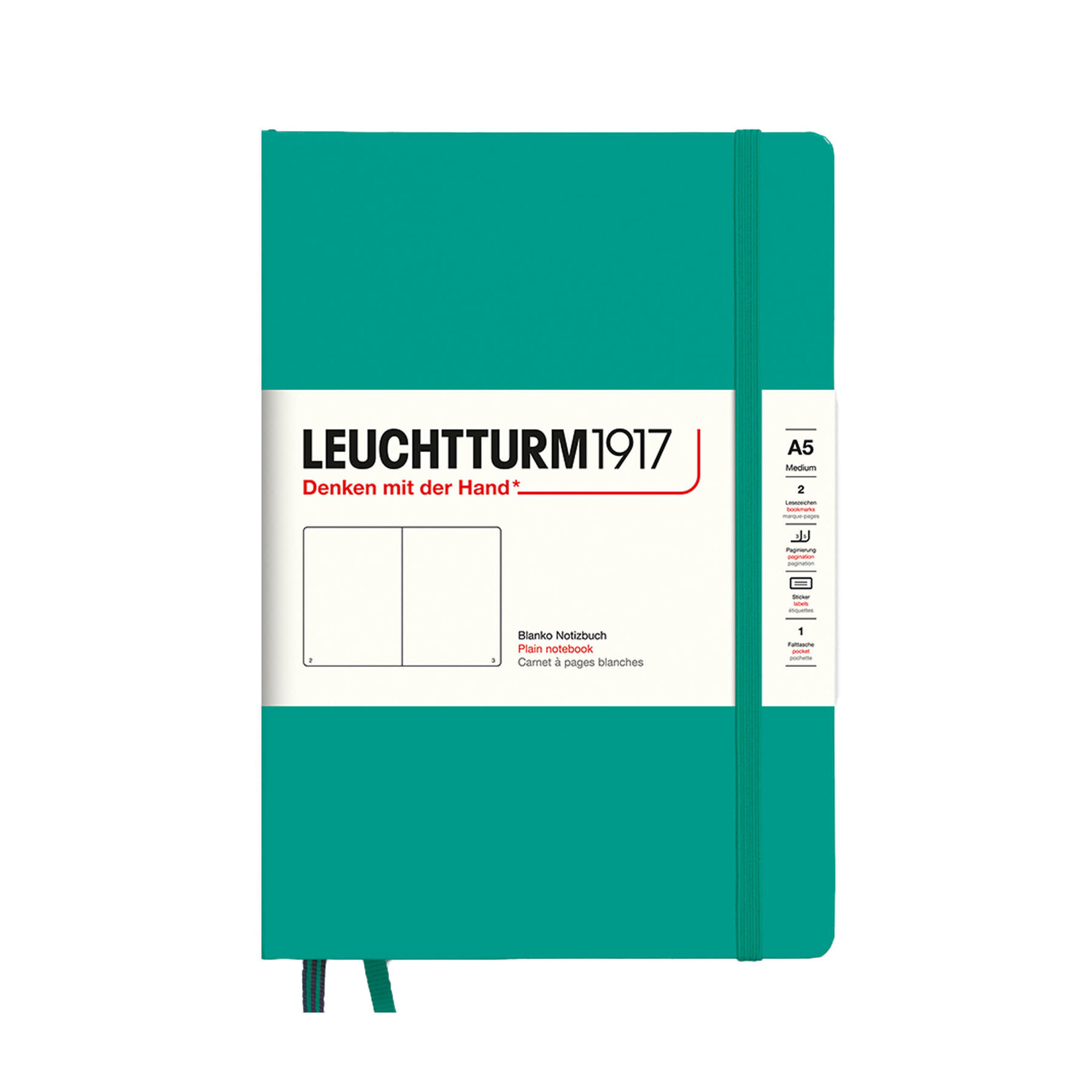 Leuchtturm Leuchtturm Medium Hardcover Notebook, Emerald, Plain