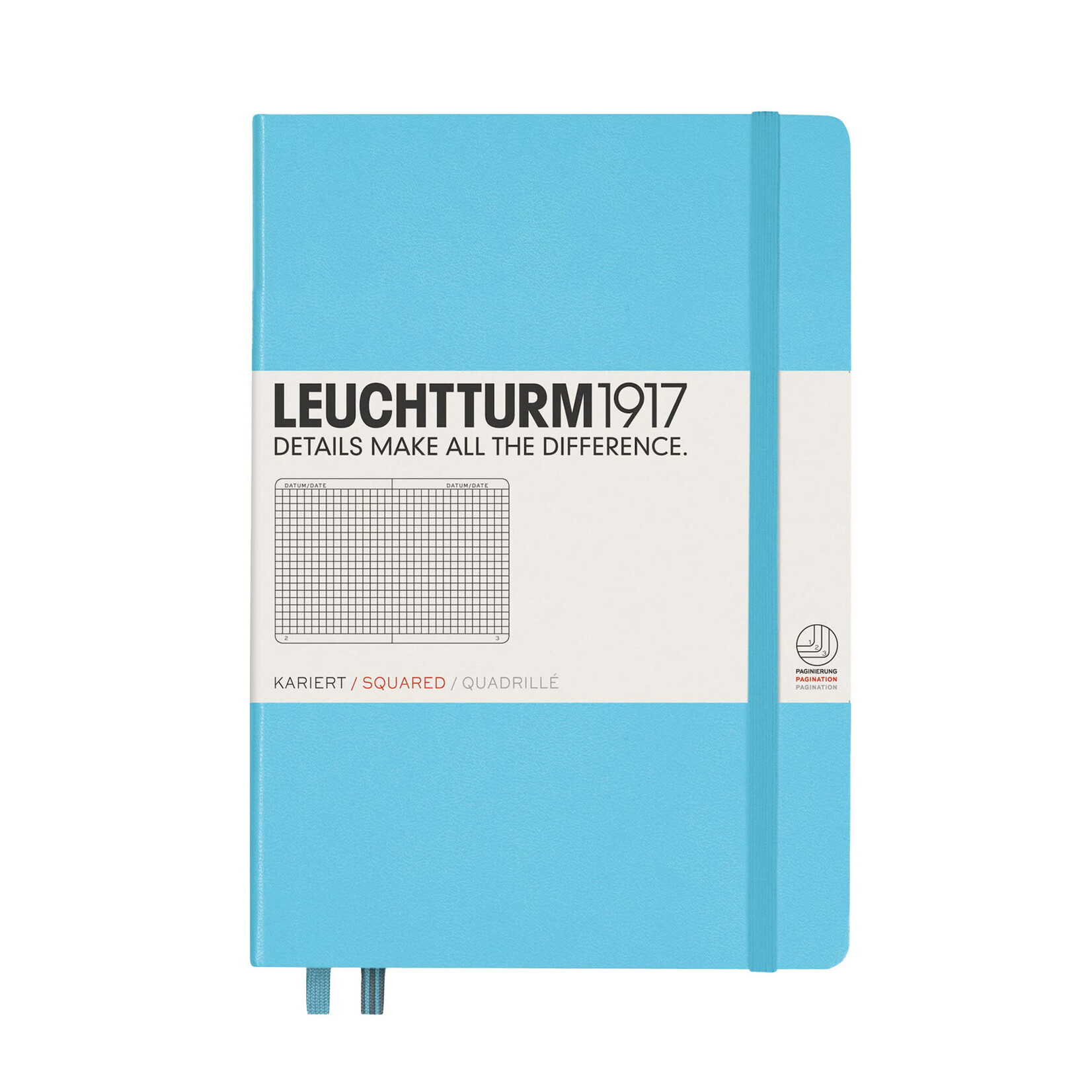 Leuchtturm A5 Hardcover Notebook, Ice Blue, Squared