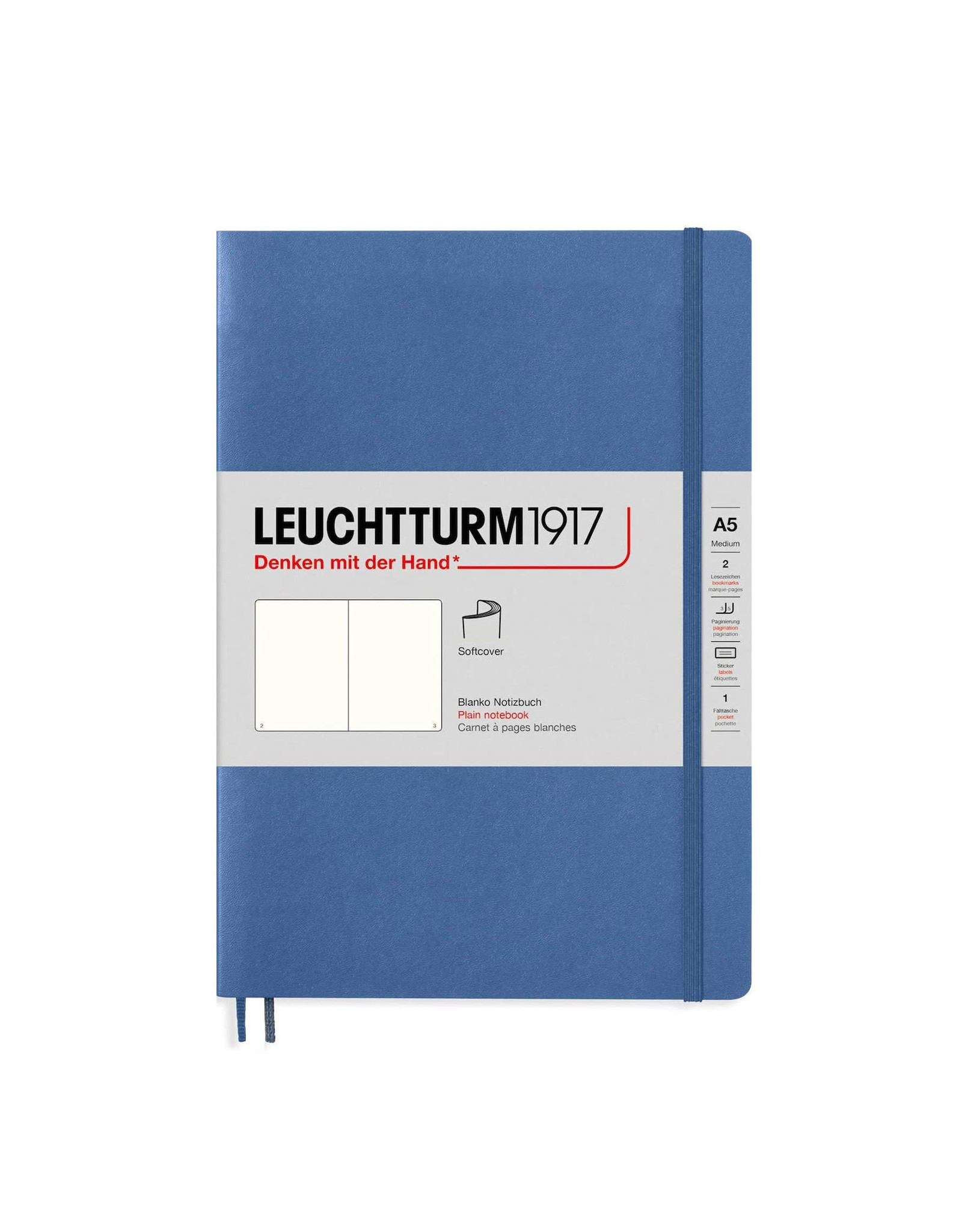 Leuchtturm A5 Hardcover Notebook, Denim, Plain