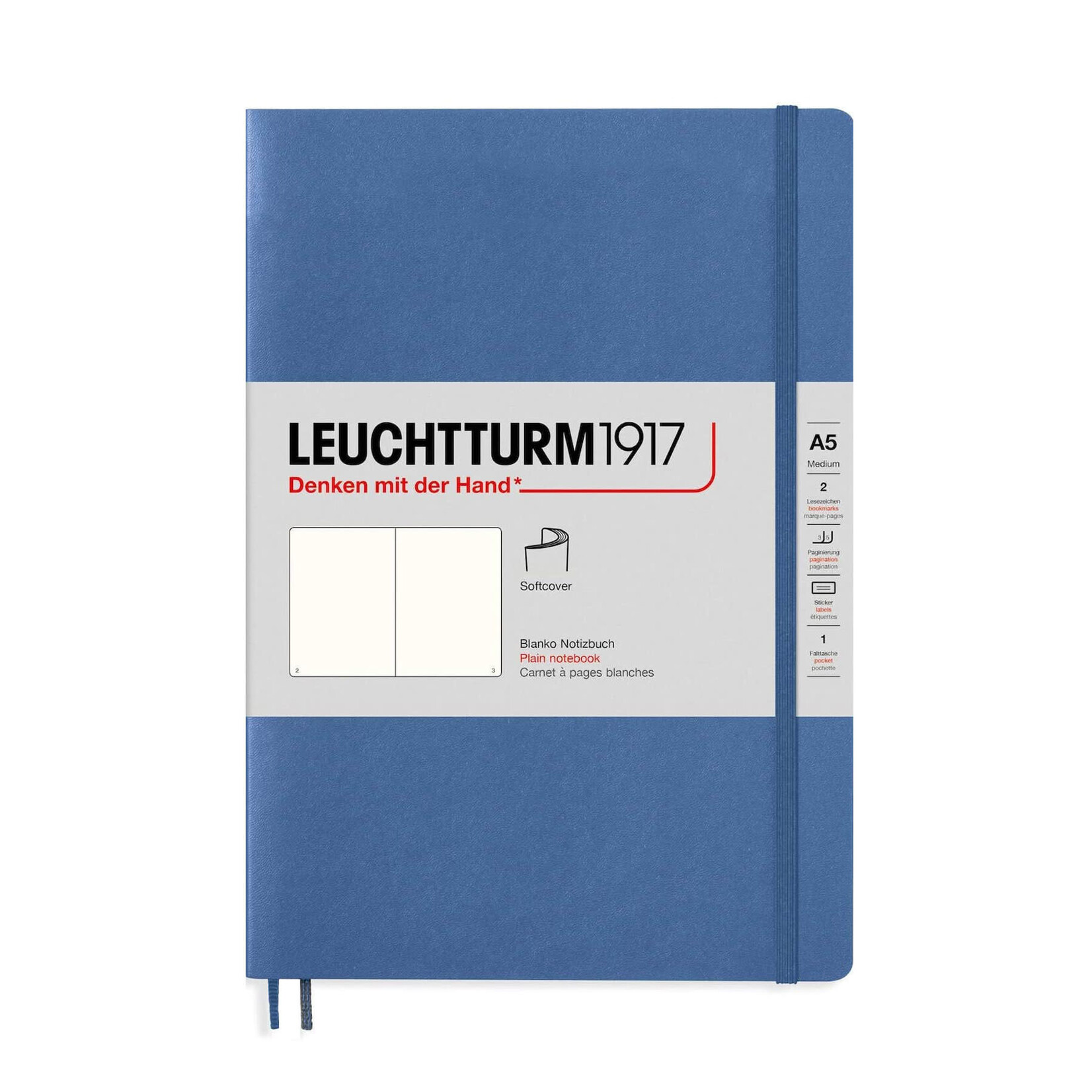 Leuchtturm Leuchtturm1917 Notebook, Medium (A5), Hardcover - Denim, Plain