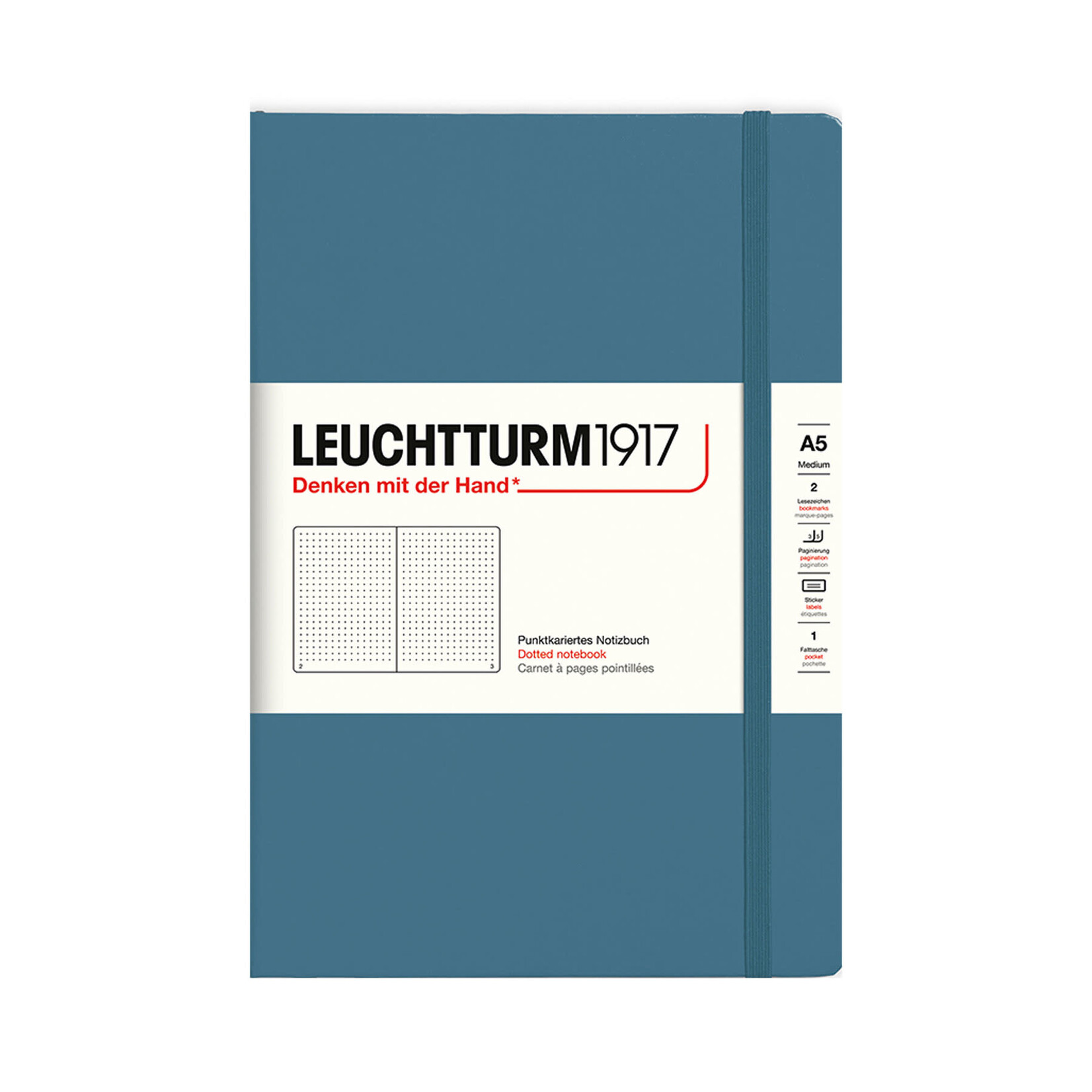 Leuchtturm Leuchtturm1917 Notebook, Medium (A5), Hardcover - Stone Blue, Dotted