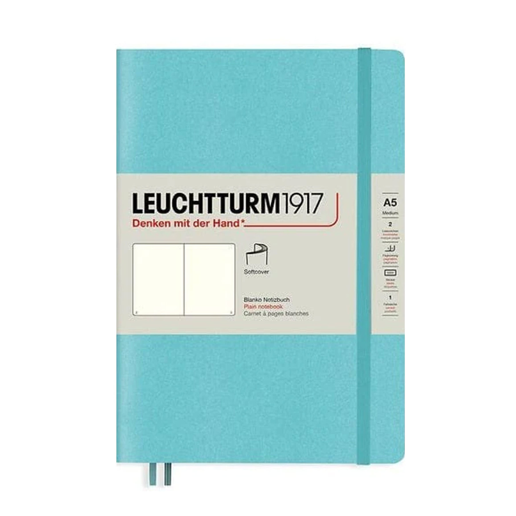Leuchtturm Leuchtturm1917 Notebook, Medium (A5), Softcover - Aquamarine, Plain