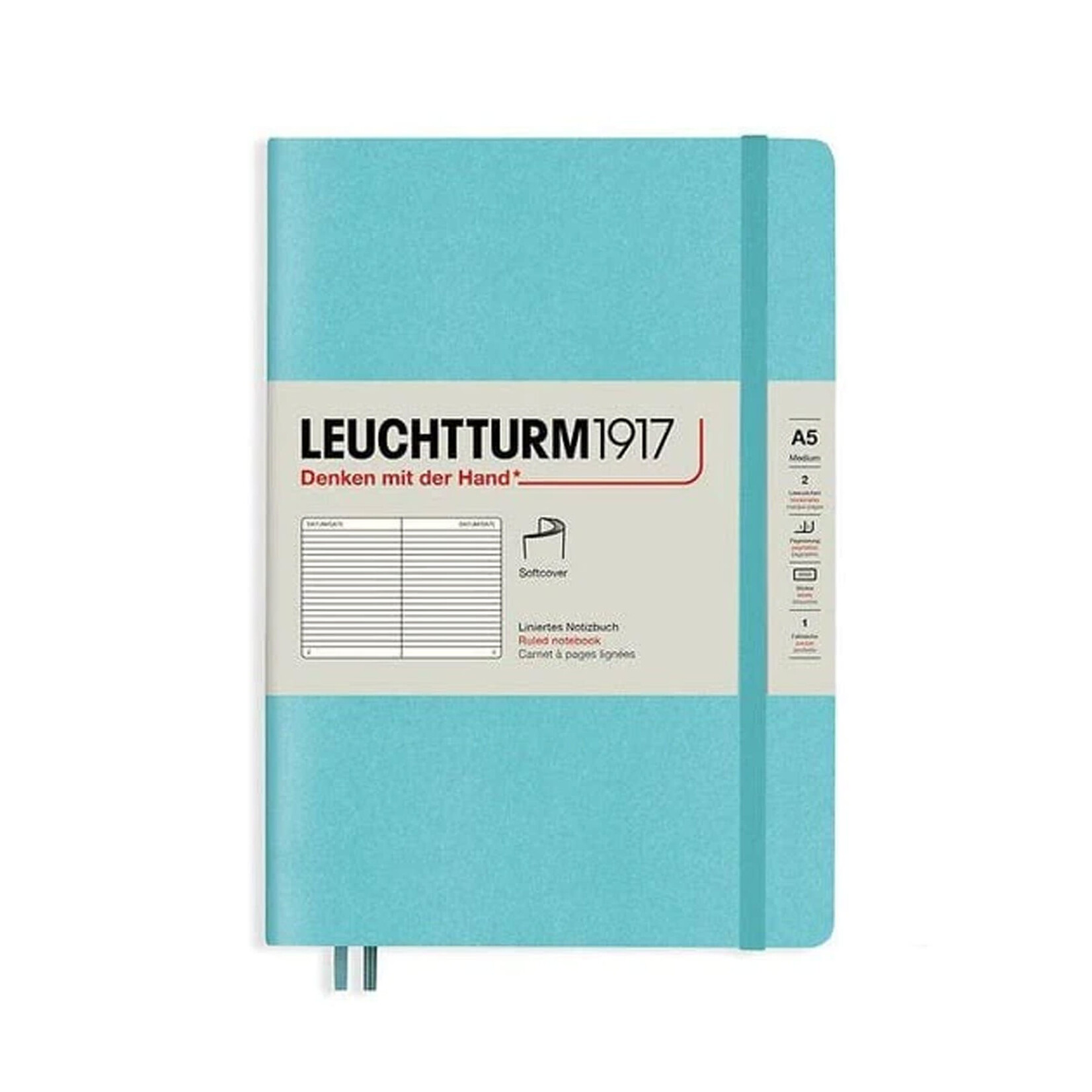 Leuchtturm Leuchtturm A5 Softcover Notebook, Aquamarine, Ruled