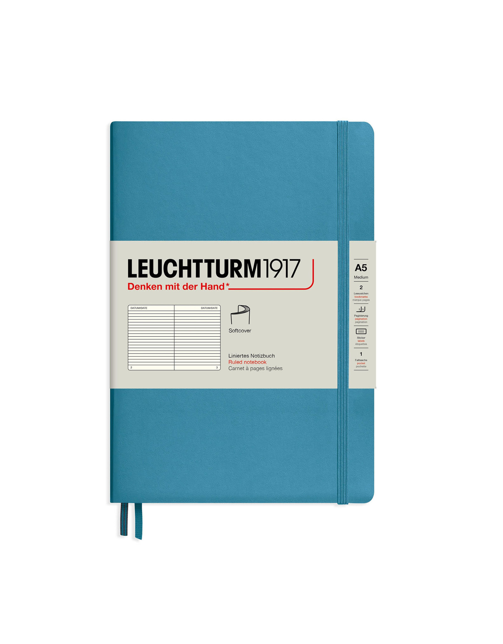 Leuchtturm A5 Softcover Notebook, Nordic Blue, Ruled