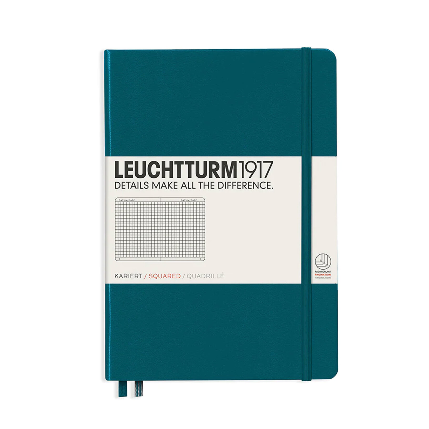 Leuchtturm Leuchtturm A5 Hardcover Notebook, Pacific Green, Squared