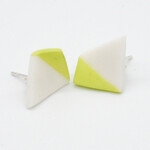 Cuir Ceramics Porcelain Triangle Earrings, Green