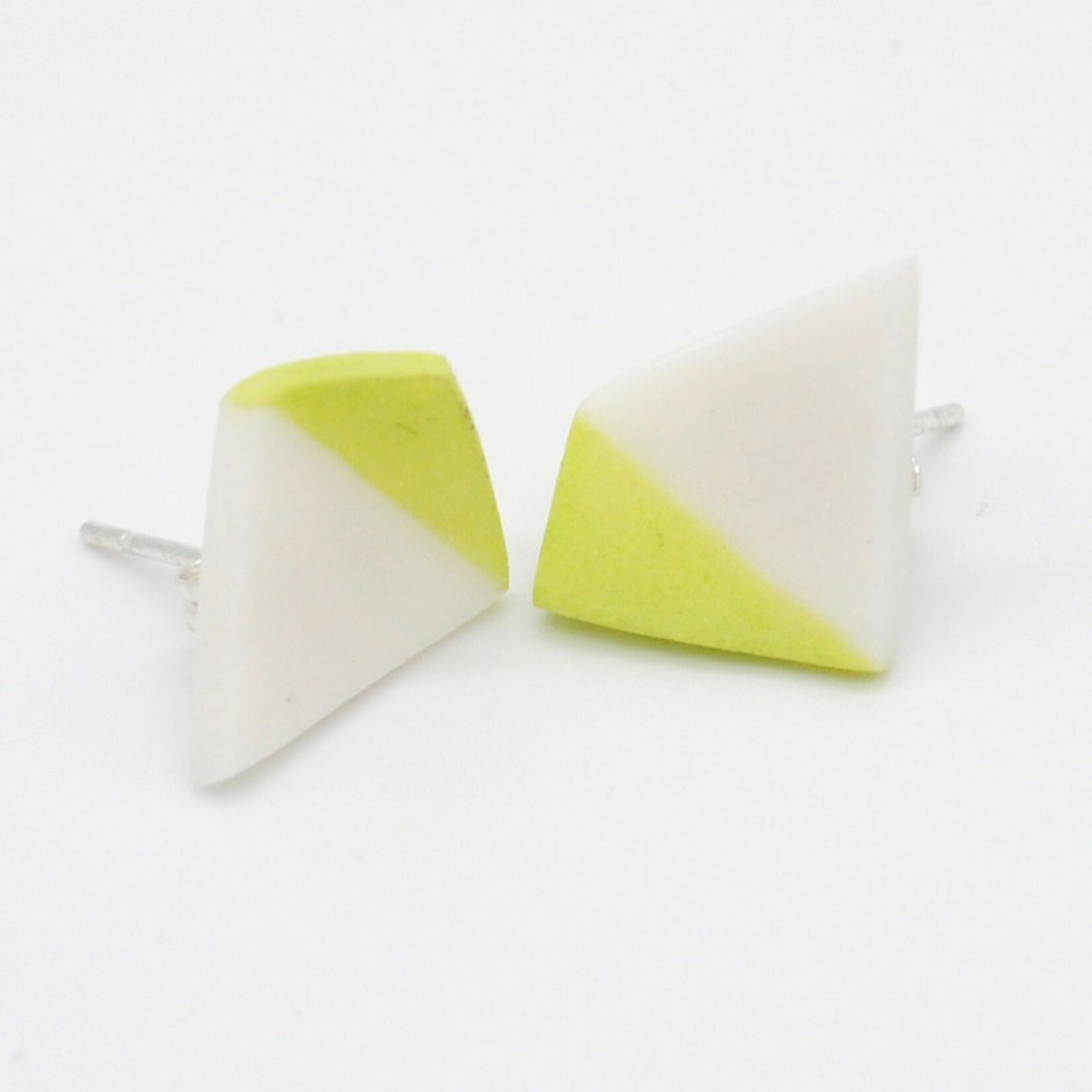 Cuir Ceramics Porcelain Triangle Earrings, Green