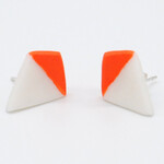 Cuir Ceramics Porcelain Triangle Earrings, Orange