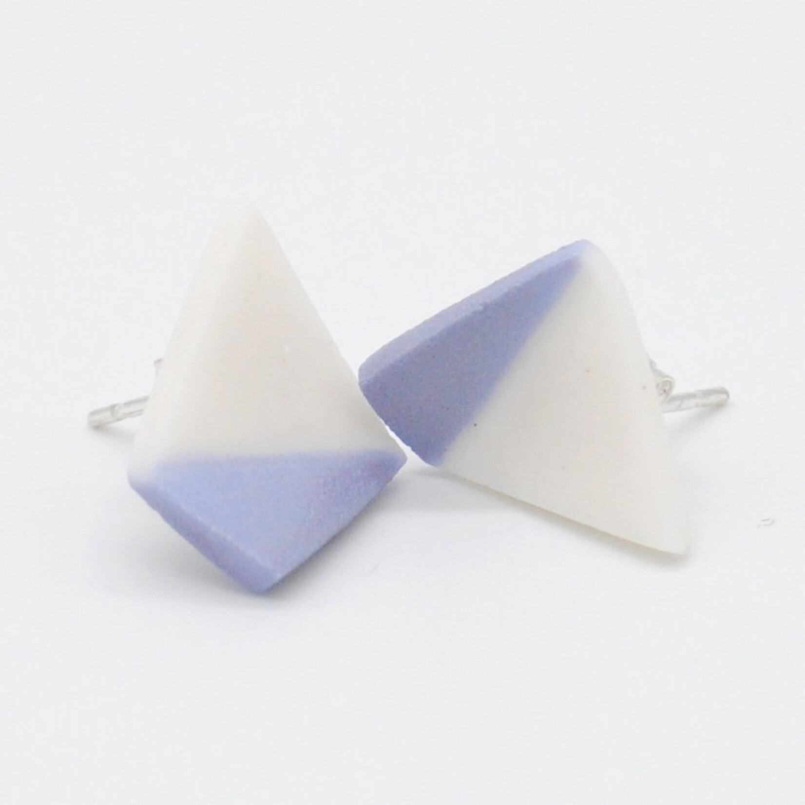 Cuir Ceramics Porcelain Triangle Earrings, Lavender