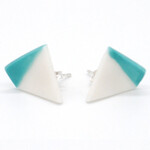 Cuir Ceramics Porcelain Triangle Earrings, Teal