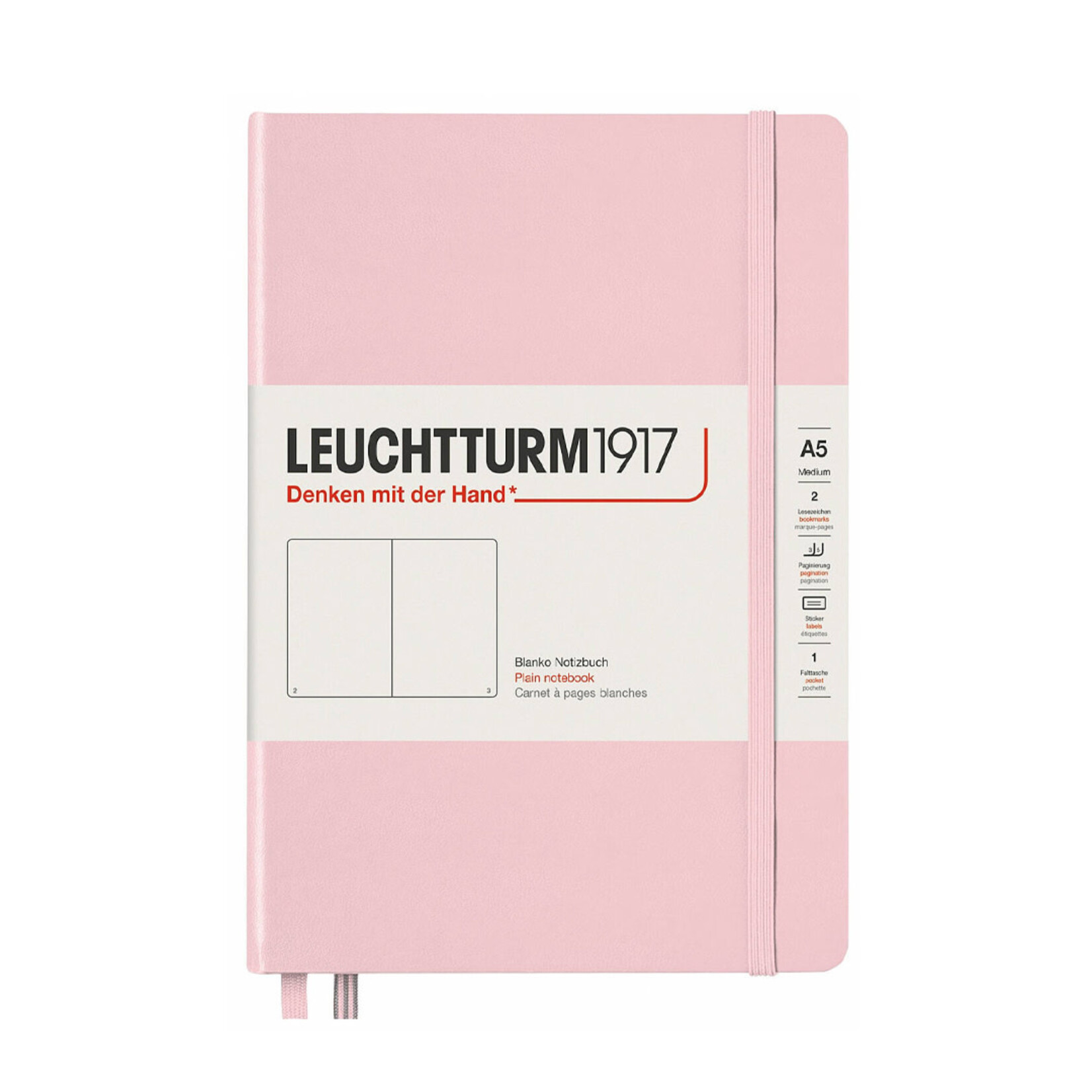 Leuchtturm Leuchtturm A5 Hardcover Notebook,  Powder Pink, Plain