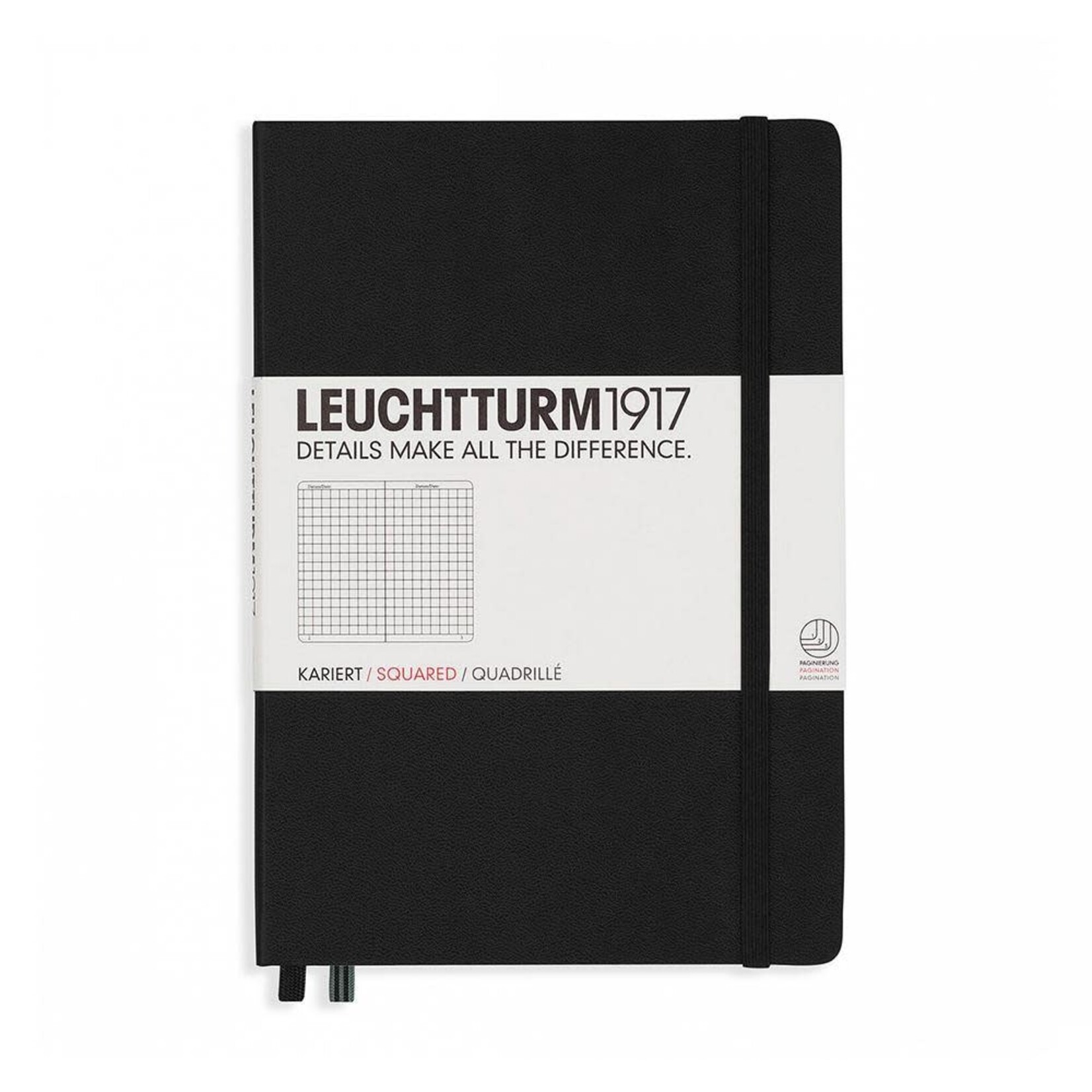 Leuchtturm A5 Hardcover Notebook, Black, Squared