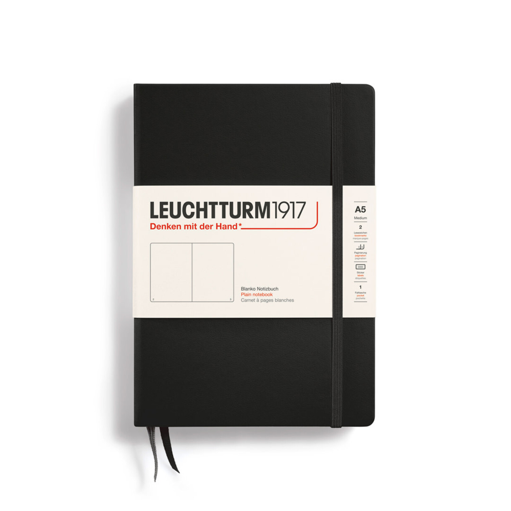 Leuchtturm Leuchtturm1917 Notebook, Medium (A5), Hardcover - Black, Plain