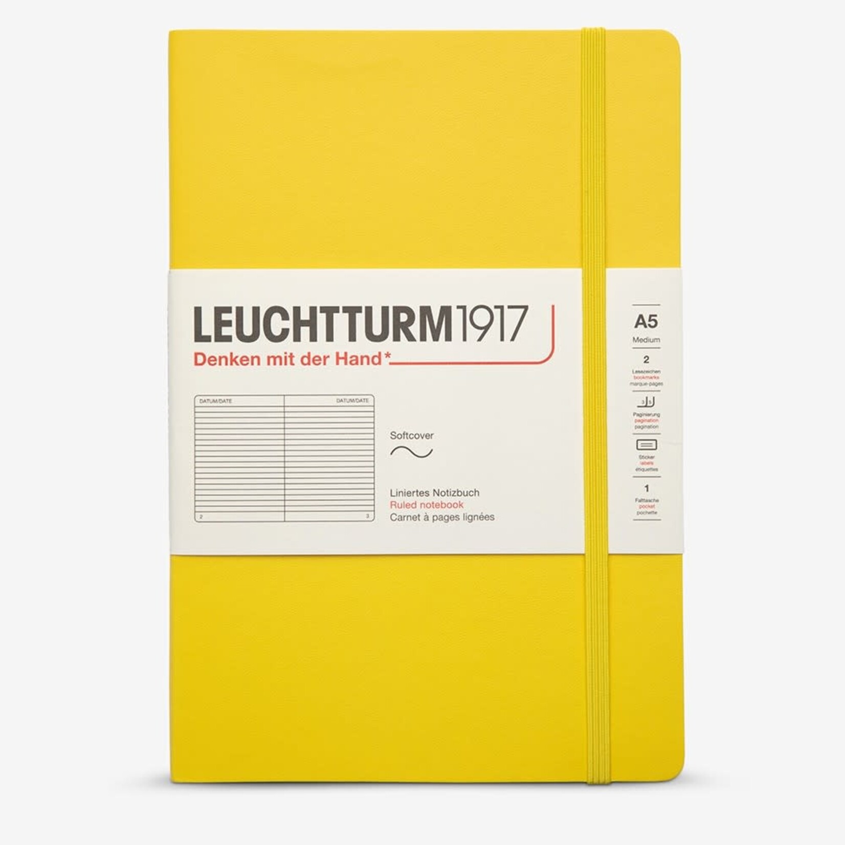 Leuchtturm Leuchtturm1917 Notebook, Medium (A5), Softcover - Lemon, Ruled