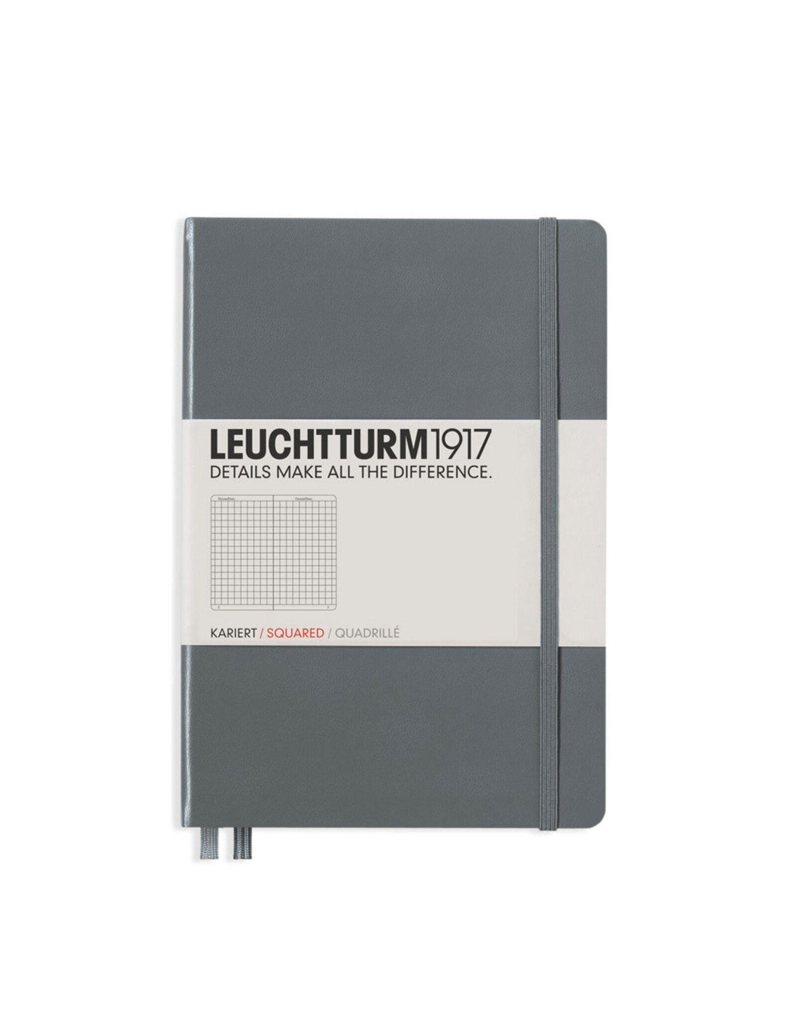 Leuchtturm A5 Hardcover Notebook, Anthracite, Squared