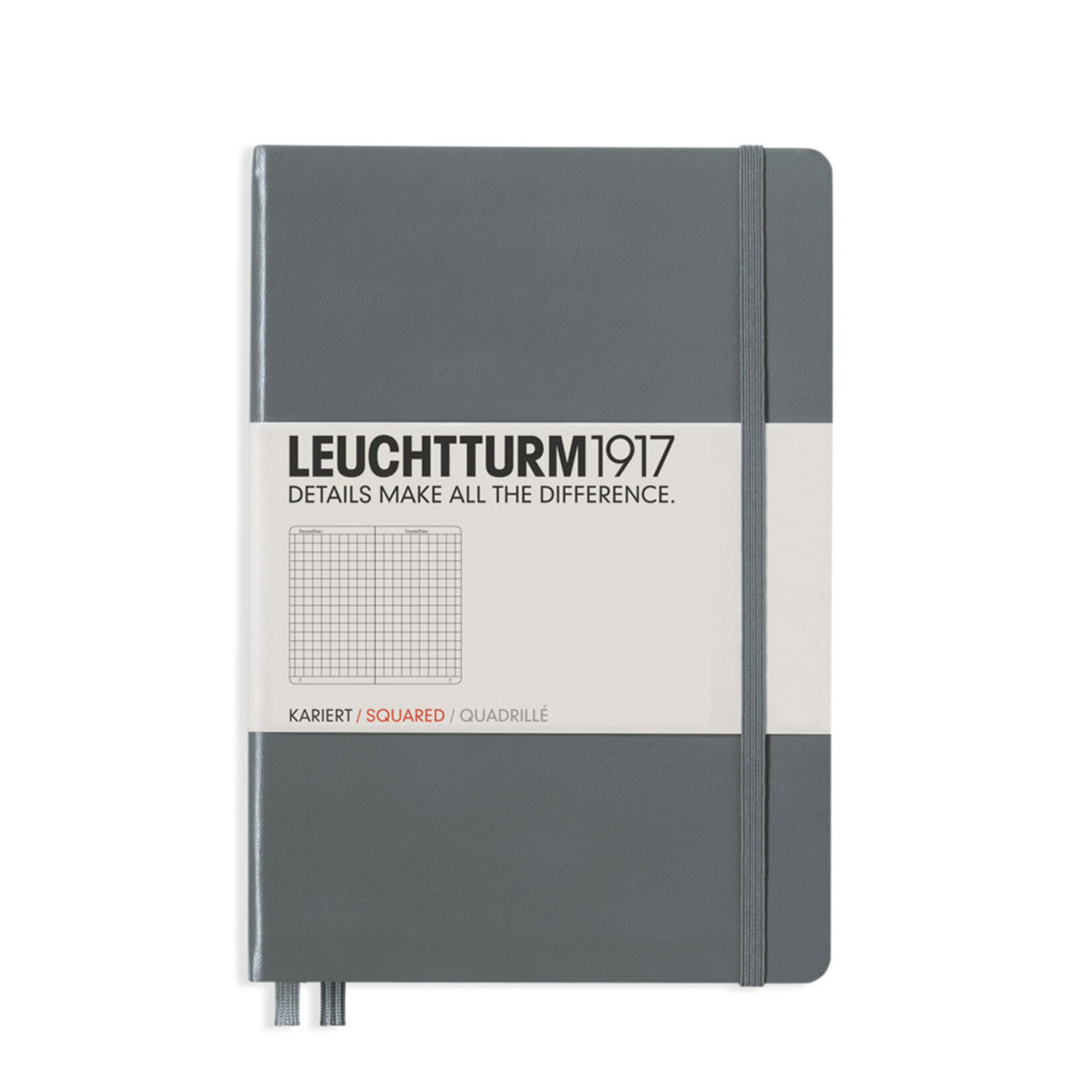 Leuchtturm A5 Hardcover Notebook, Anthracite, Squared