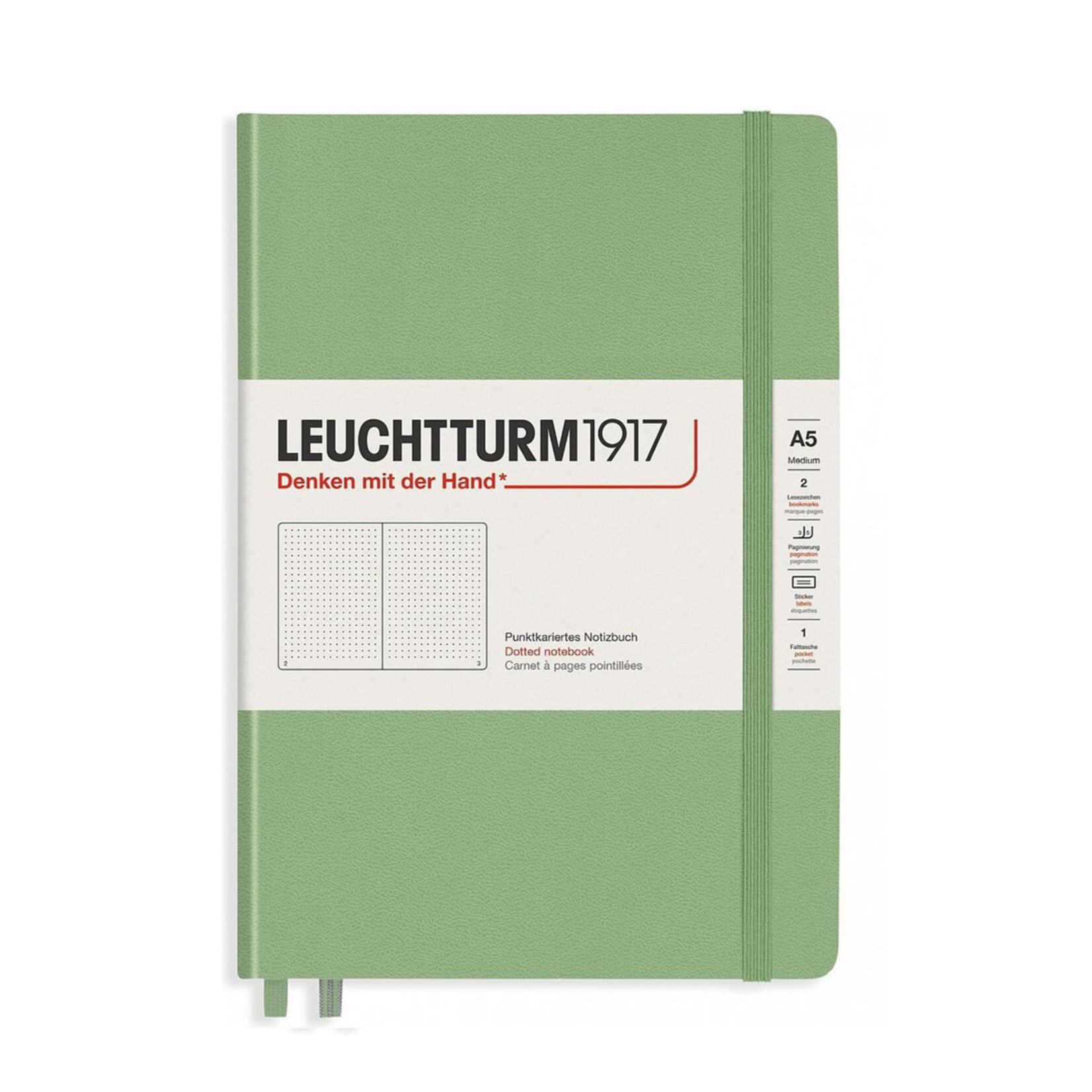 Leuchtturm Leuchtturm1917 Notebook, Medium (A5), Hardcover - Sage, Dotted