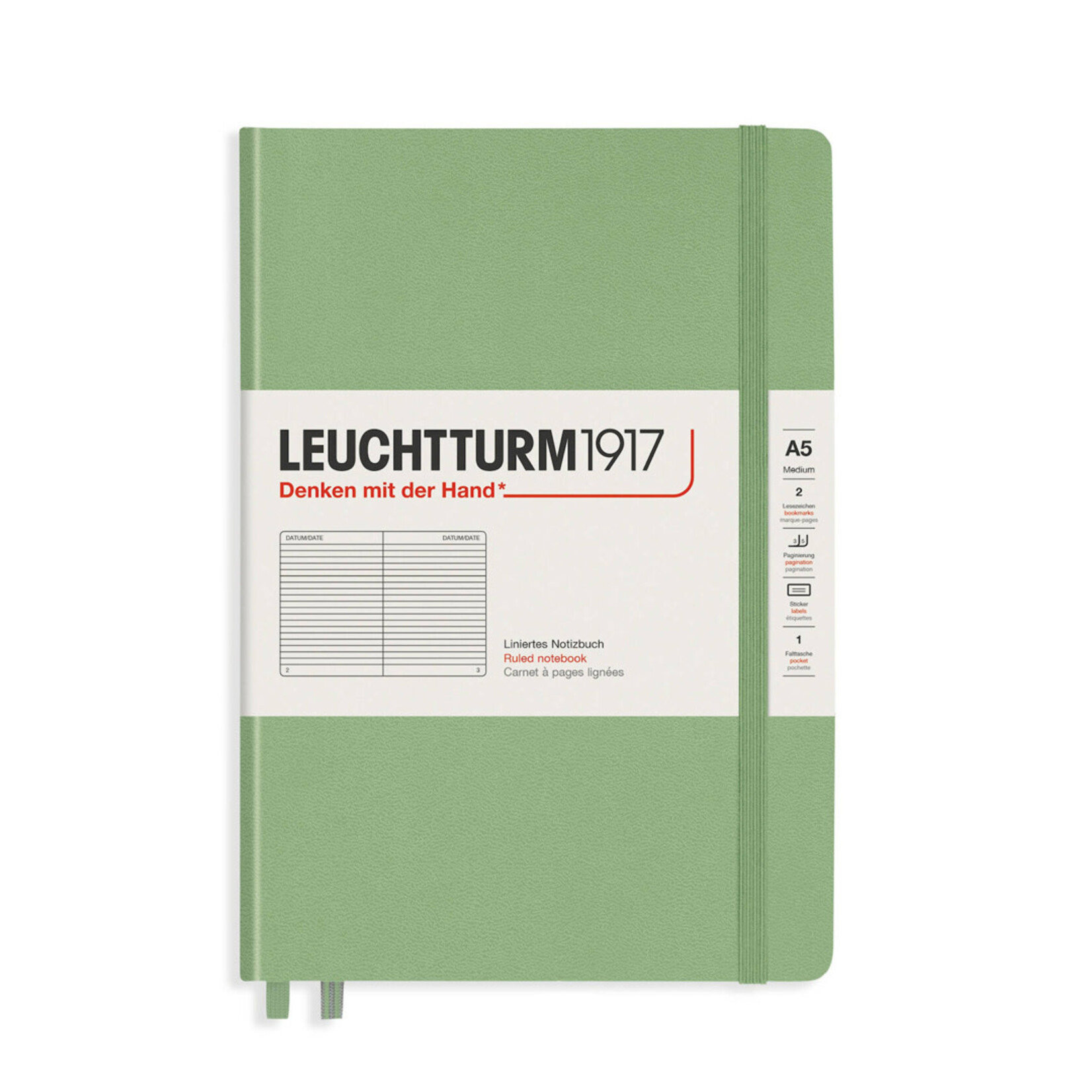 Leuchtturm Leuchtturm1917 Notebook, Medium (A5), Hardcover - Sage, Ruled