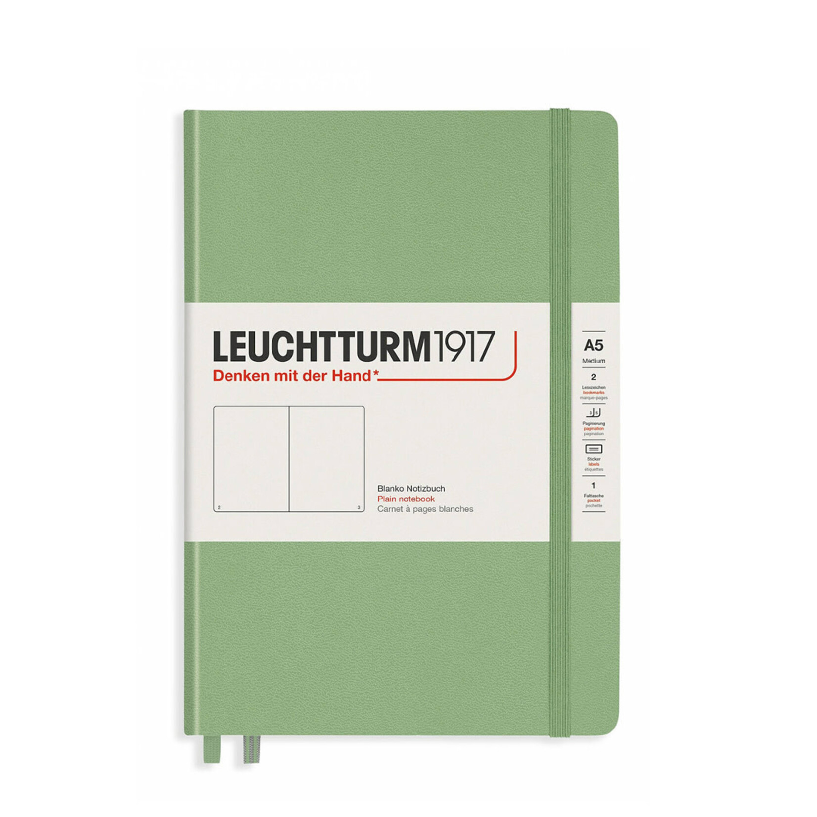 Leuchtturm A5 Hardcover Notebook, Sage, Plain