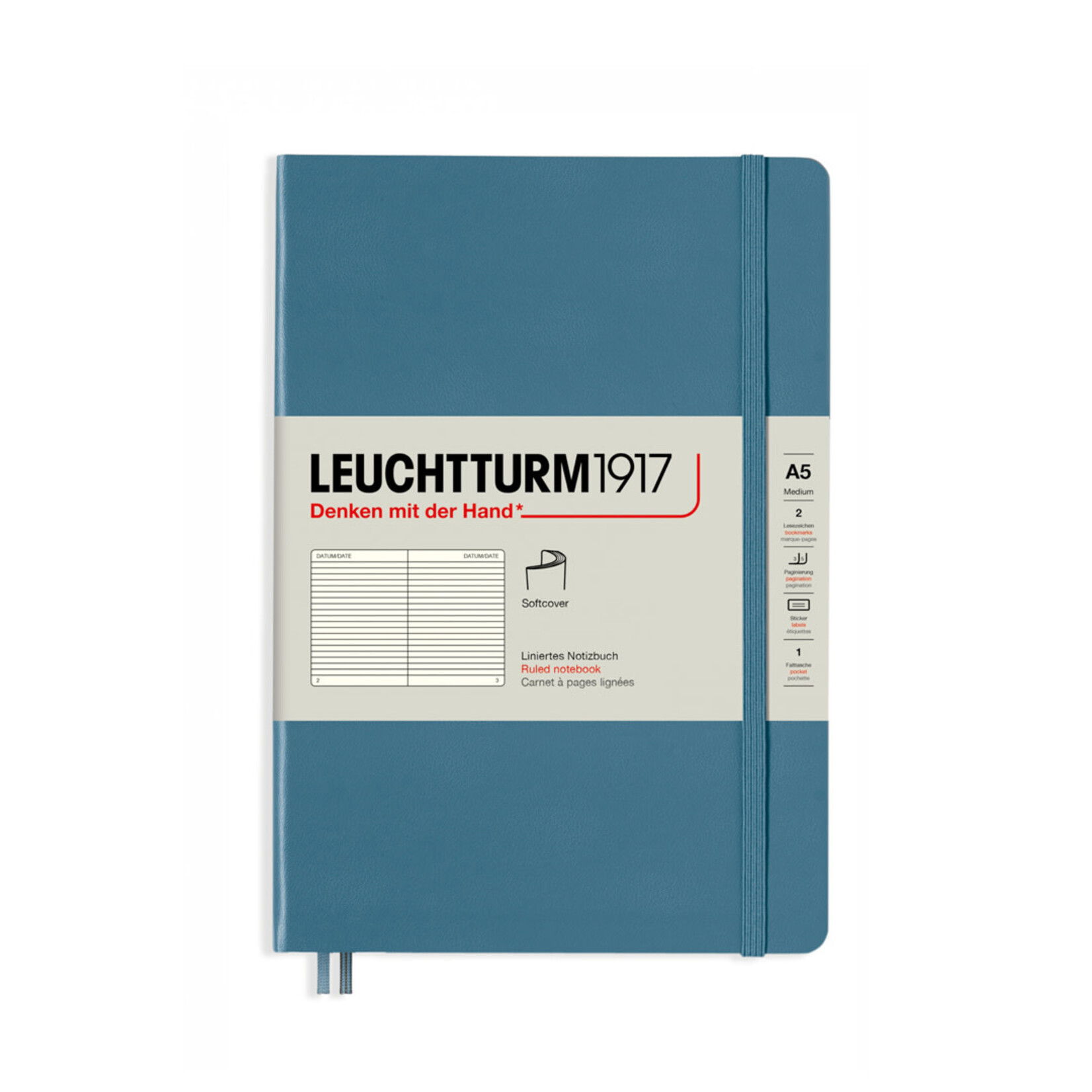 Leuchtturm Leuchtturm1917 Notebook, Medium (A5), Softcover - Stone Blue, Ruled