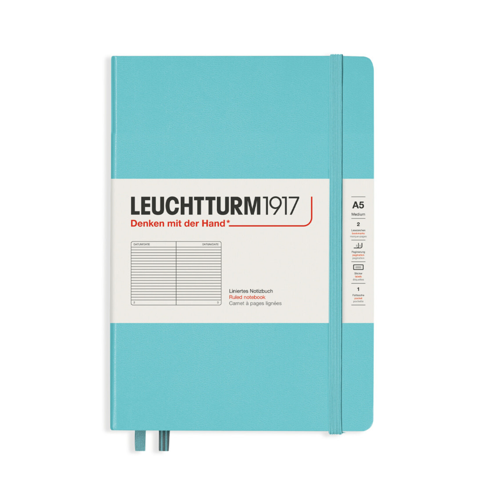 Leuchtturm Leuchtturm1917 Notebook, Medium (A5), Hardcover - Aquamarine, Ruled
