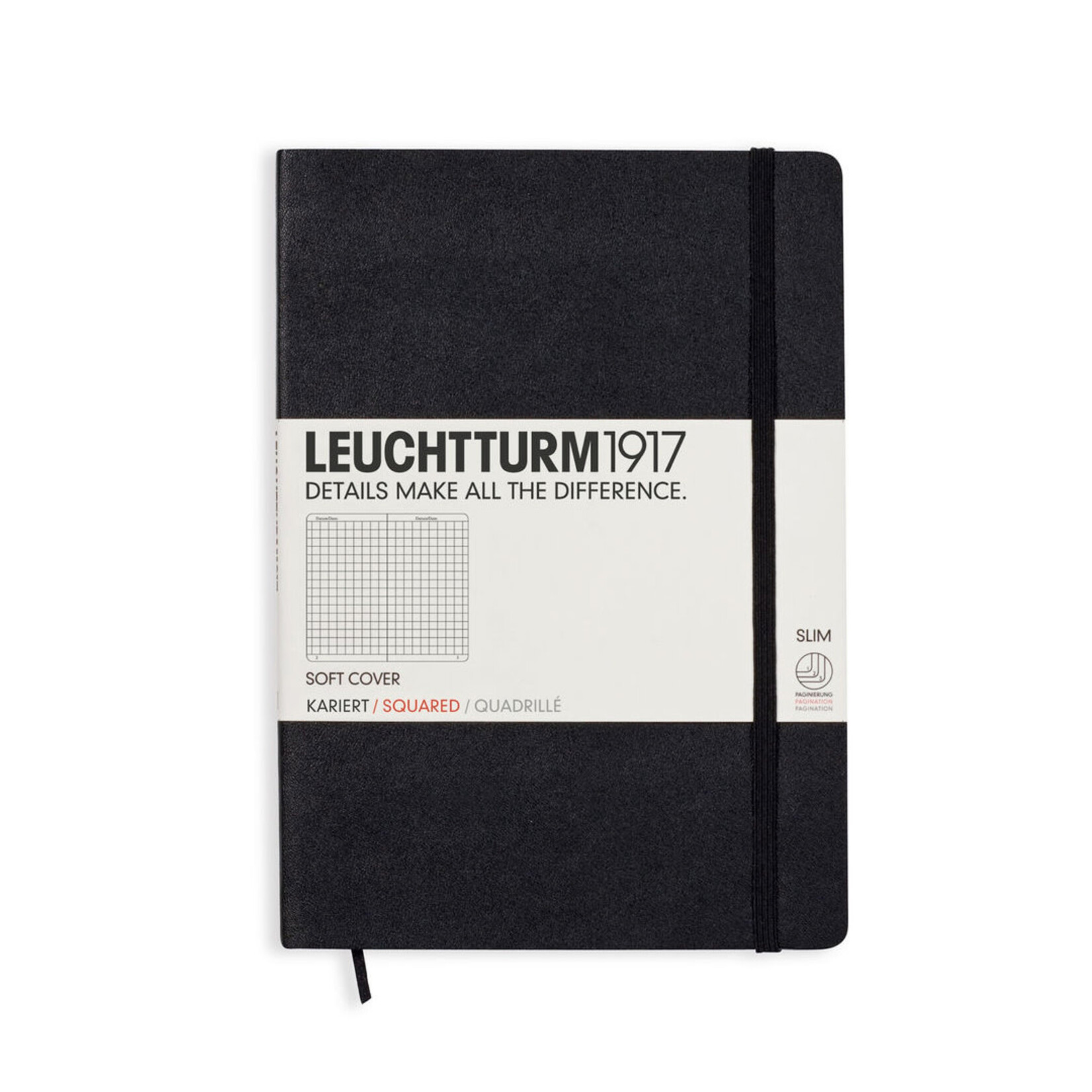 Leuchtturm Leuchtturm1917 Notebook, Medium (A5), Softcover - Black, Squared