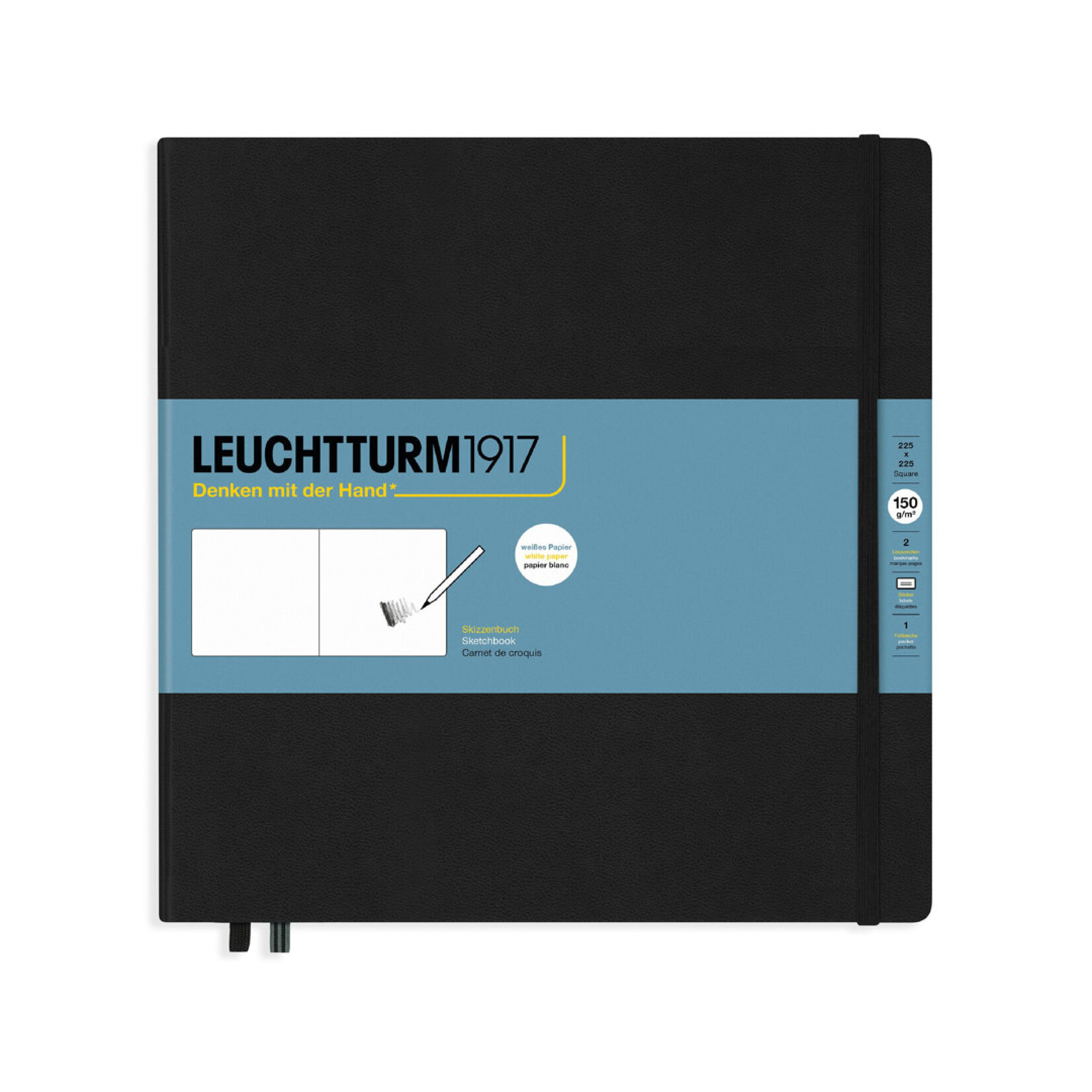 Leuchtturm Leuchtturm1917 Sketchbook, Square, Hardcover - Black